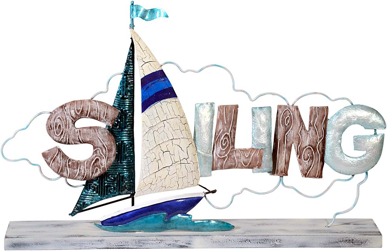 MystiCalls Dekofigur Dekofigur Sailing Segeln Dekoration Maritim Muschelschale Metall Figur (1 St), Dekofigur aus Muschelschalen