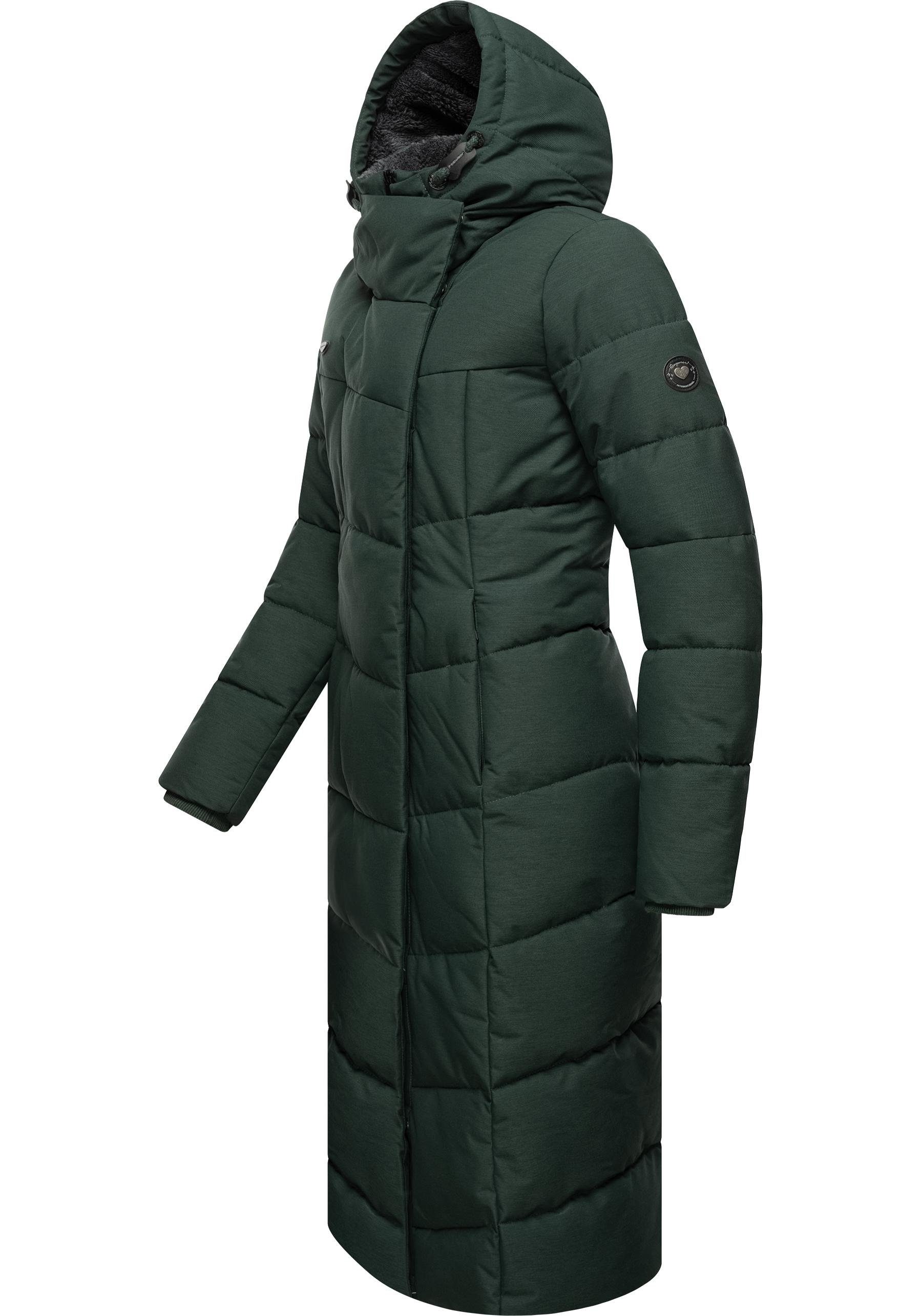 Ragwear Wintermantel Pavla Long extralanger Winterparka mit Teddyfutter und Kapuze