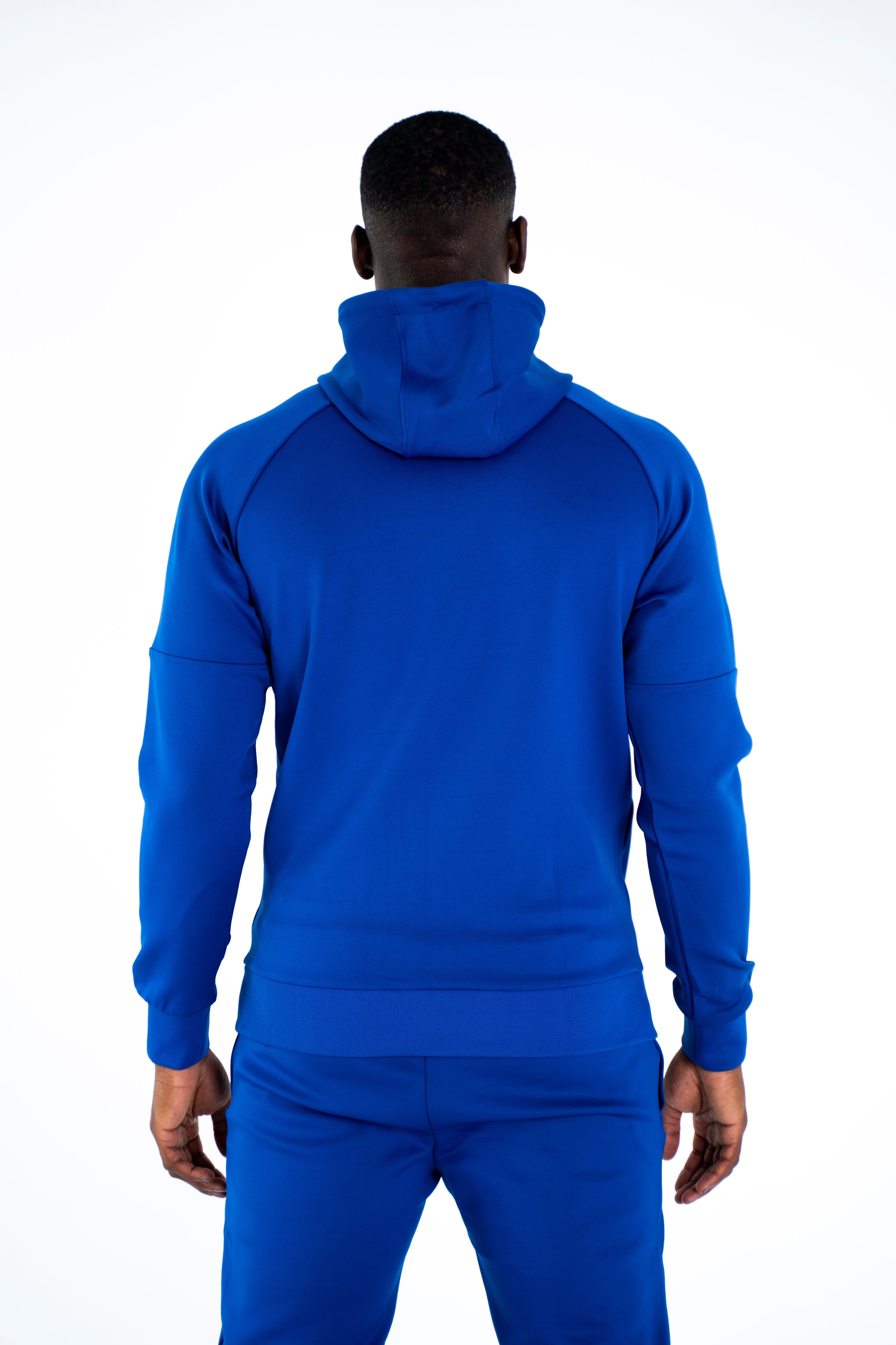 und Modern Hoodie Trainingsjacke mit und Kapuze für Universum Trainingsjacke blau Fitness Freizeit Schulterschnitt, Sportwear Fit Sport,