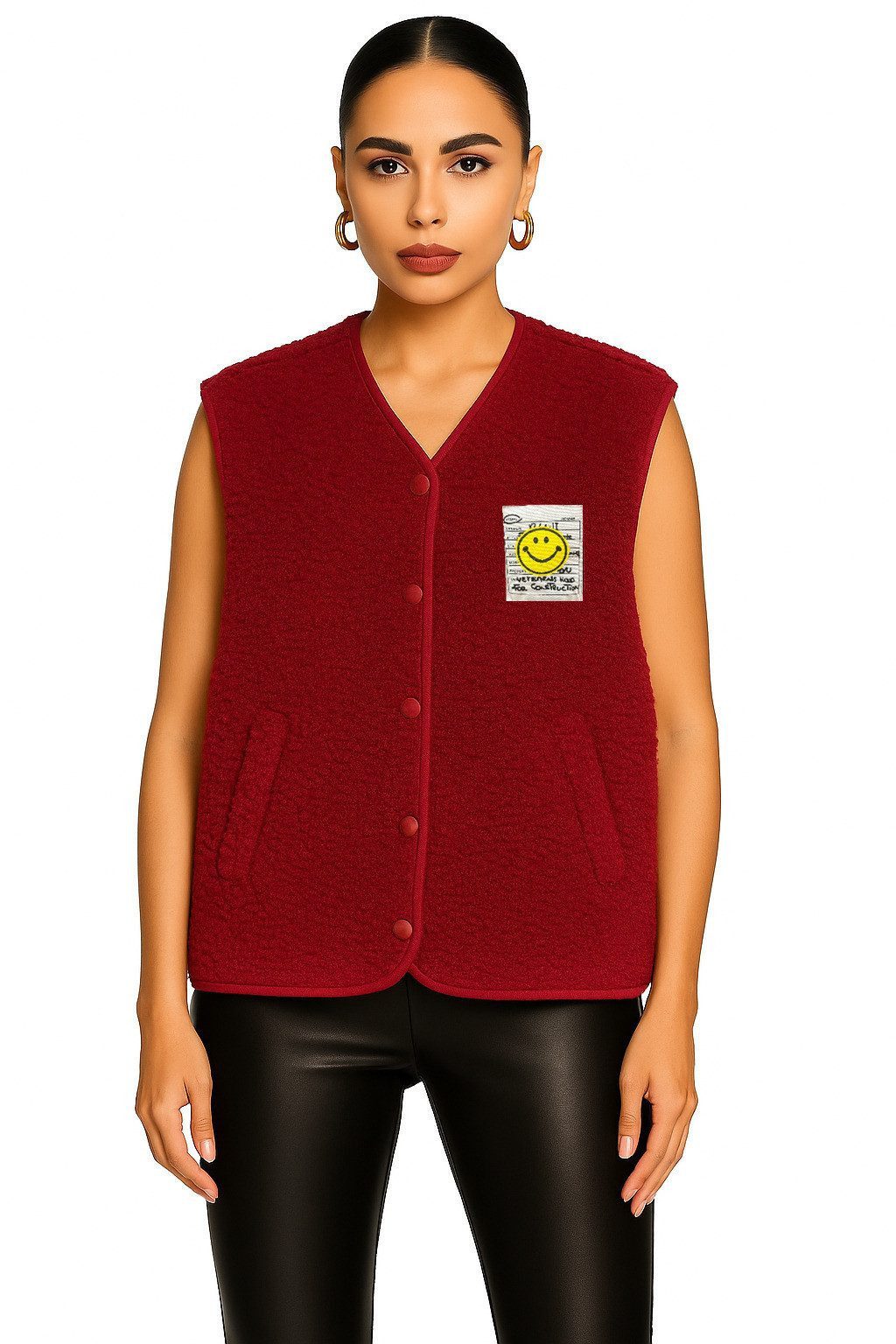 Worldclassca Fellimitatweste Worldclassca Teddy Weste Smiley Kuschelig Kurz Herbst Winter Ärmellos Neue Kollektion - Stilvolle und gemütliche Mode für Damen