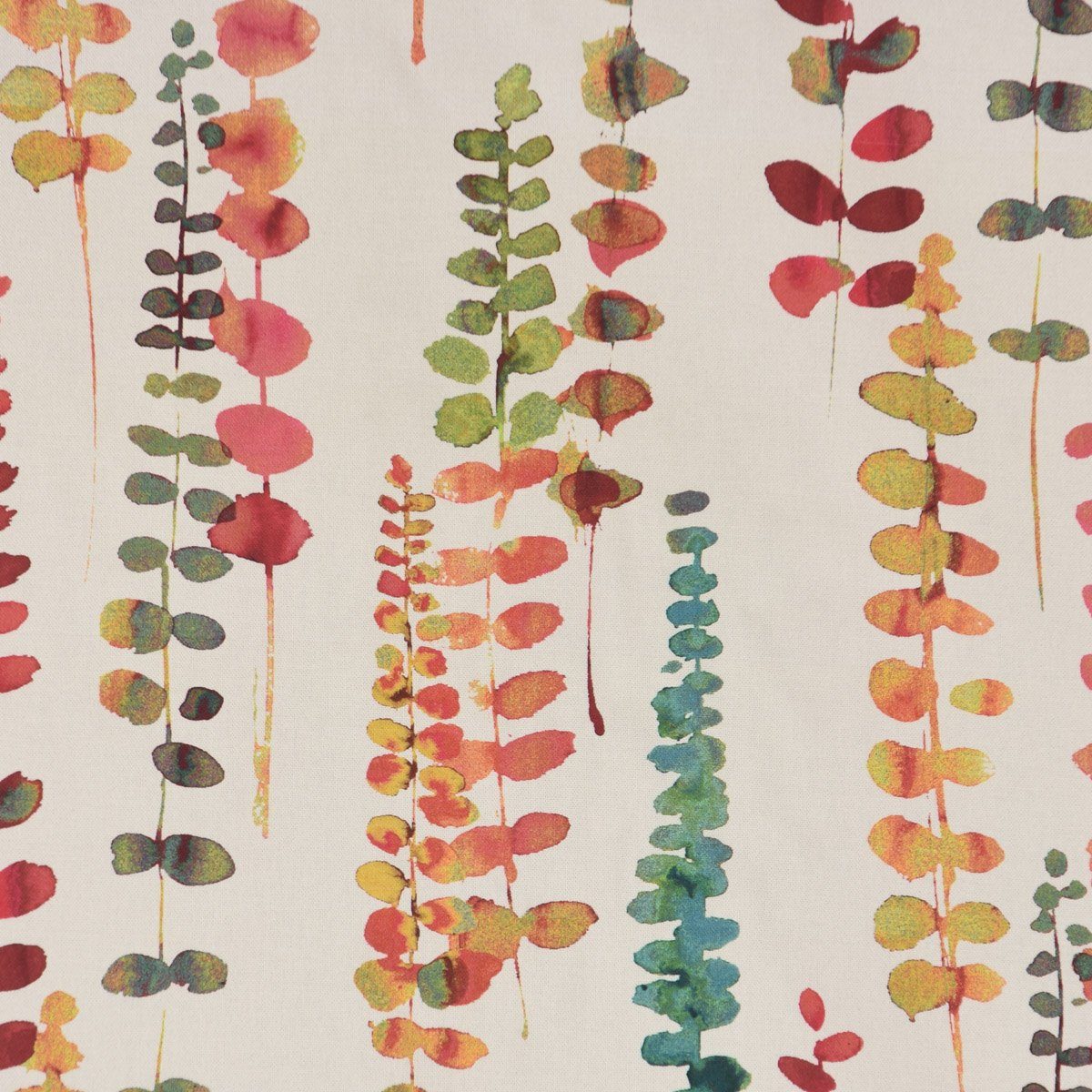 Prestigious Textiles Stoff Dekostoff Baumwolle Ranken Blätter Aquarell beige terrakotta grün ro