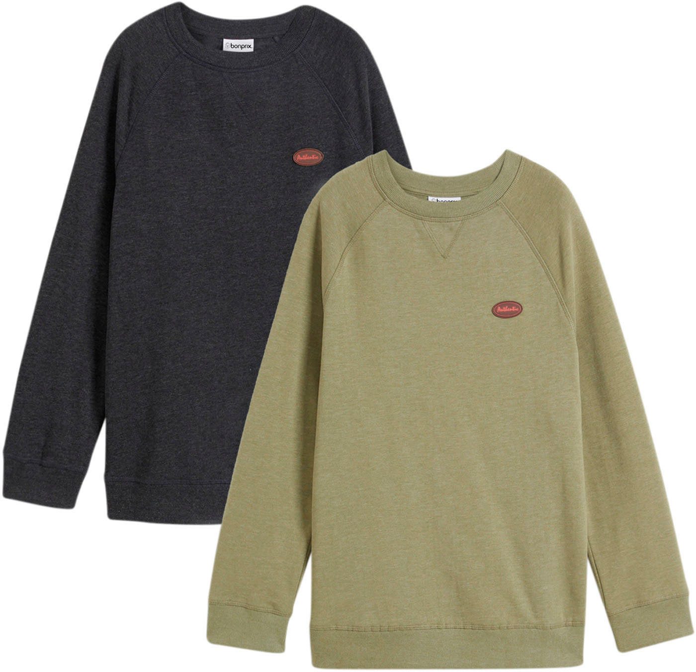 bonprix Sweatshirt (Packung, 2-tlg., 2) bequeme Passform, hüftbedeckende Länge, mit Rundhalsausschnitt