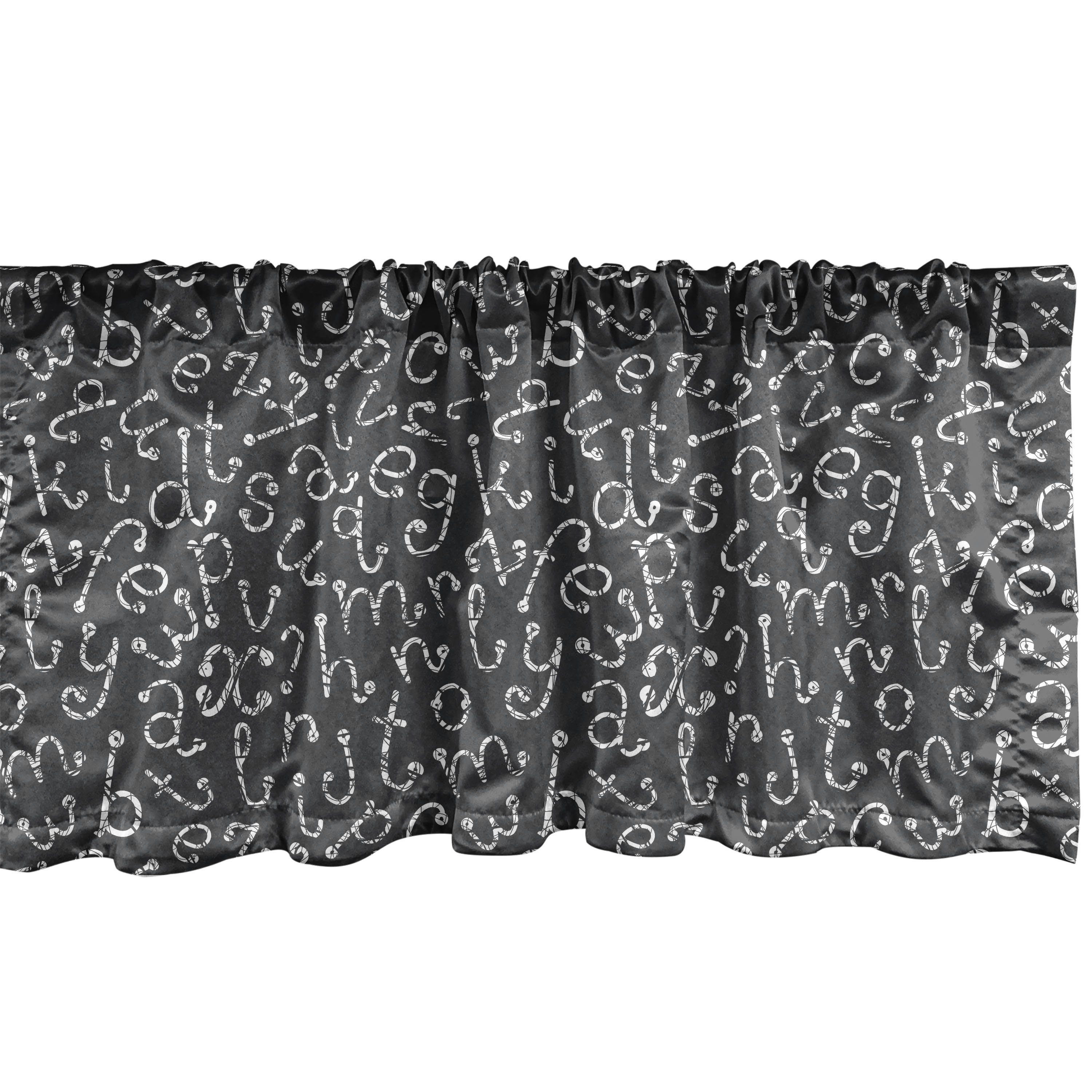 Scheibengardine Vorhang Volant für Küche Schlafzimmer Dekor mit Stangentasche, Abakuhaus, Microfaser, Alphabet Grunge Kleinbuchstaben