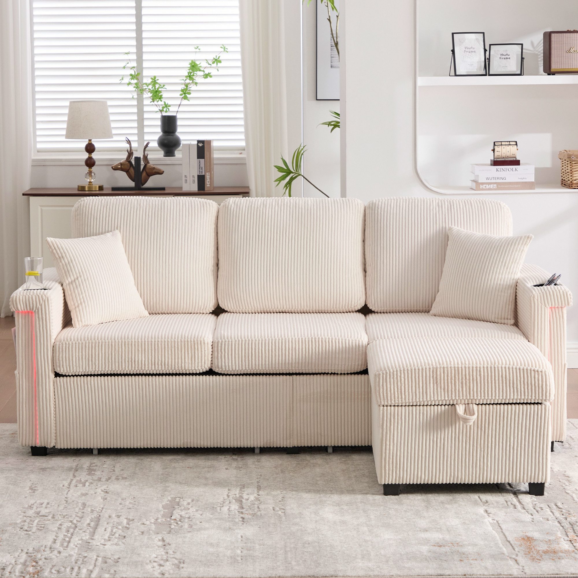 Odikalo Ecksofa mit Schlaffunktion Eckcouch Big Sofa mit Ottomane, Multifun günstig online kaufen