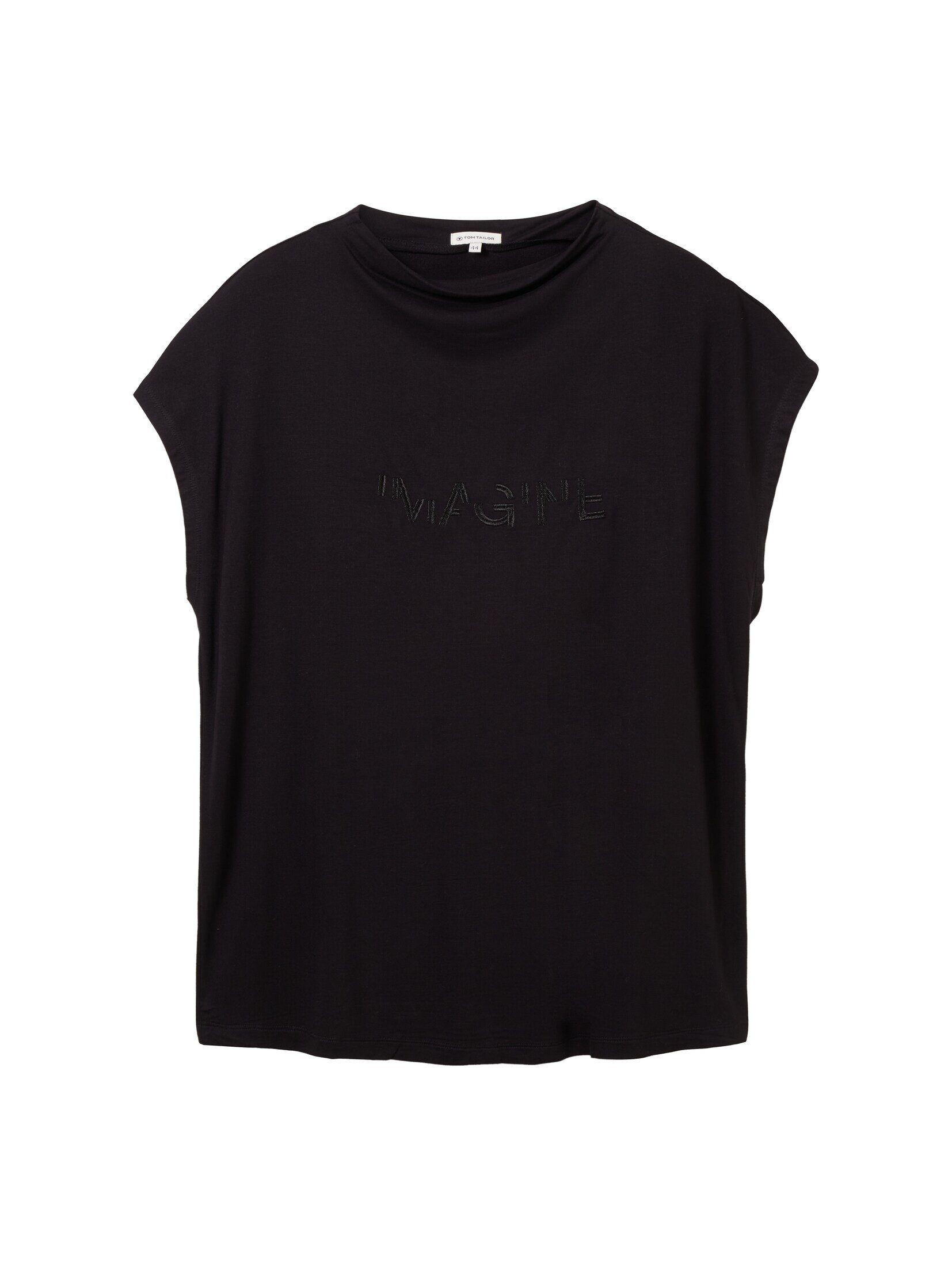 deep Stehkragen T-Shirt black T-Shirt TOM TAILOR - mit Plus PLUS