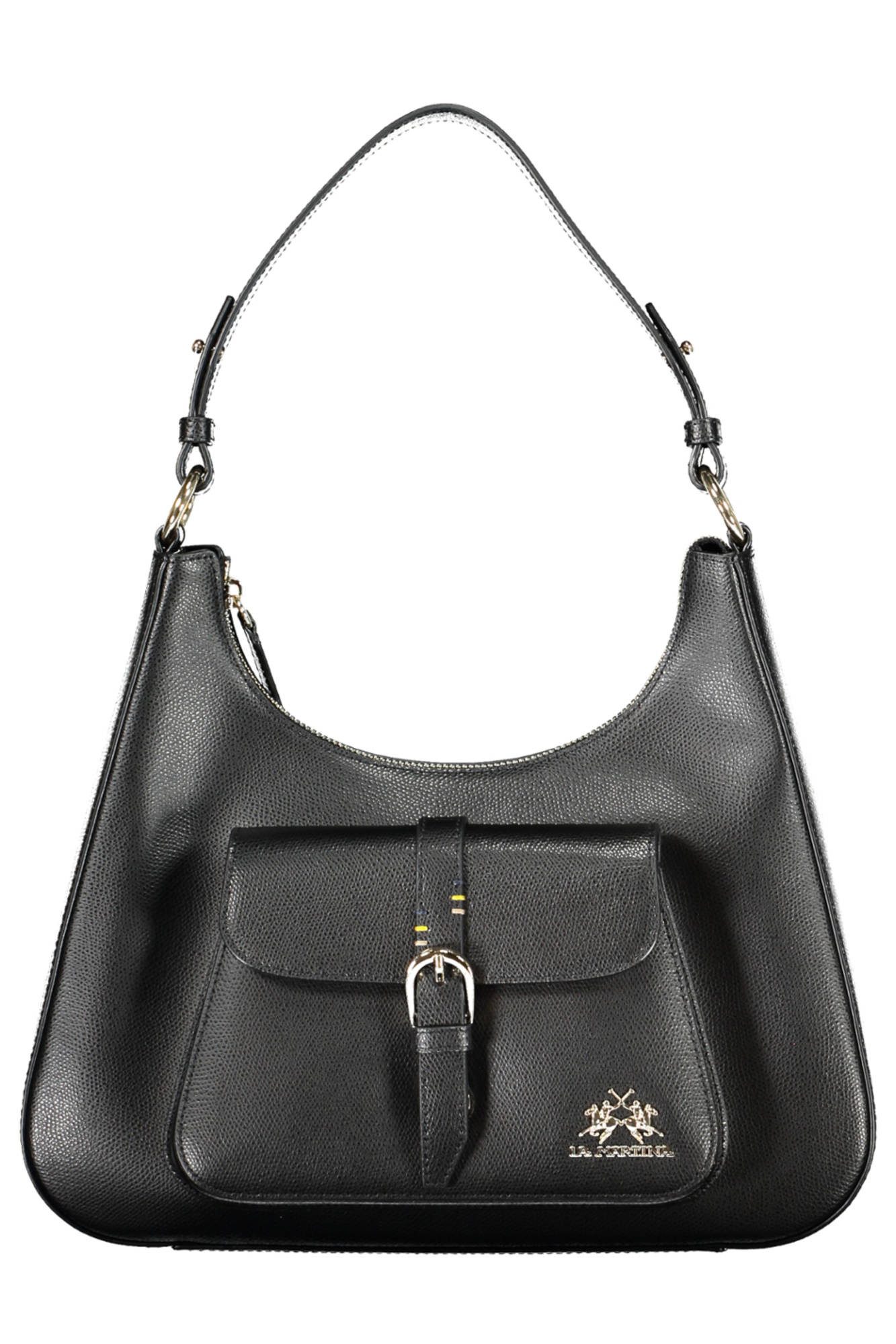La Martina Umhängetasche, Elegante Schwarze Damenschultertasche mit Kontrastdetails & Taschen