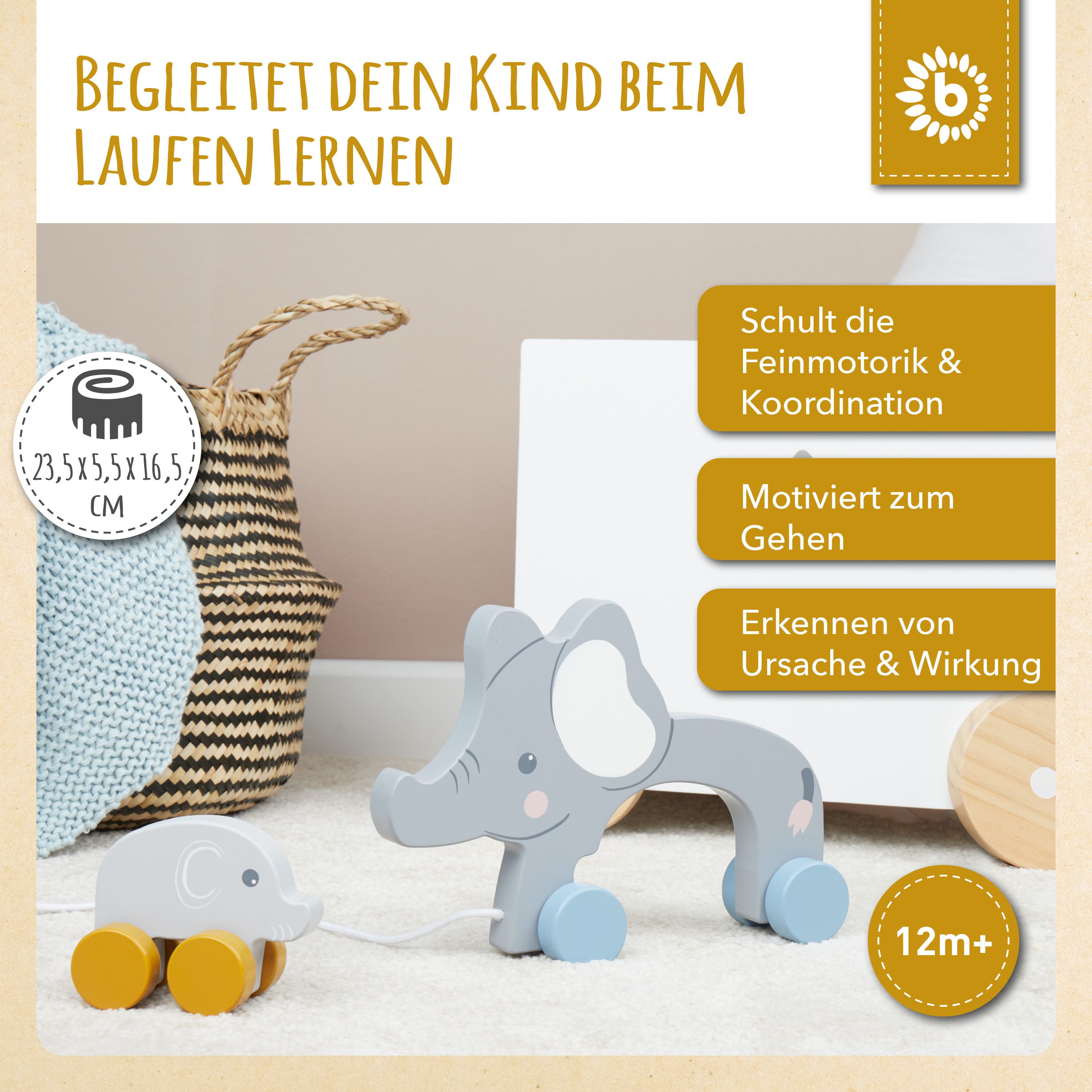BIECO Nachziehtier Bieco Spielzeug Nachziehtier Elefant