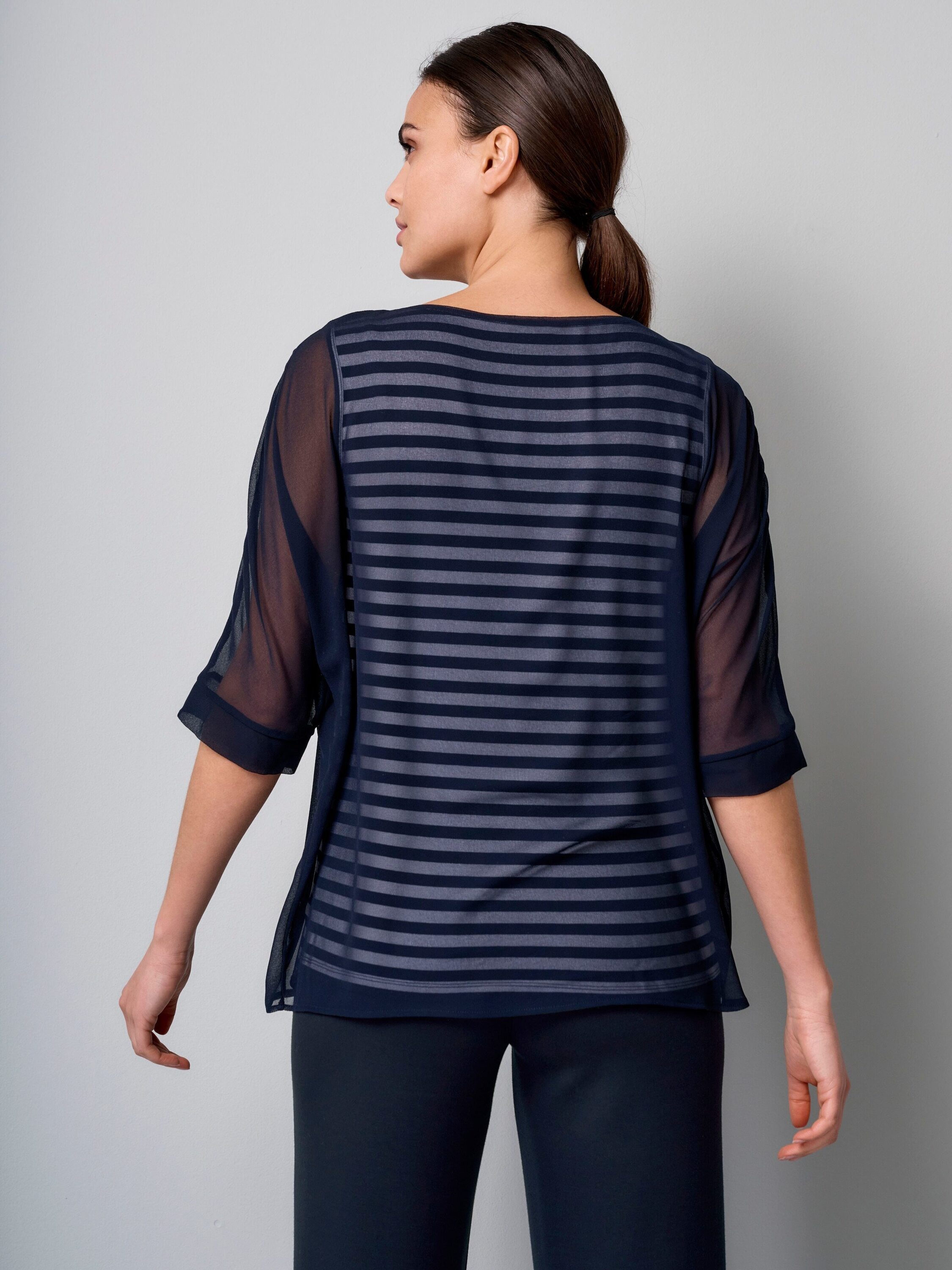 Alba Moda Kurzarmbluse Bluse in Streifendessin