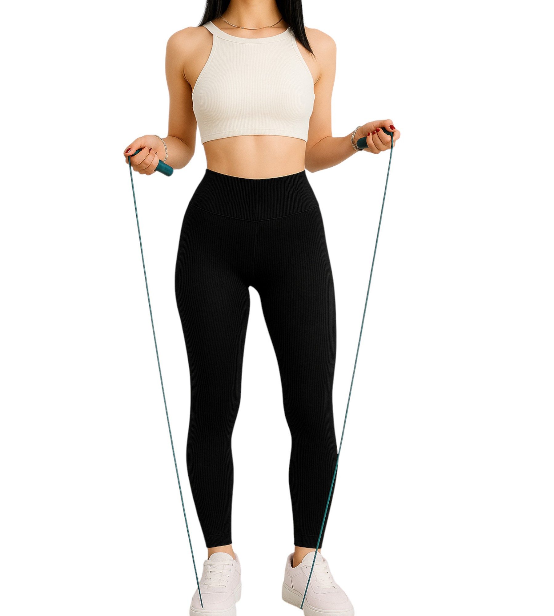 fashionshowcase Leggings Damen Sport-Tights mit Shaping-Effekt und engem hohem Bund Hohe Taille für zusätzlichen Komfort