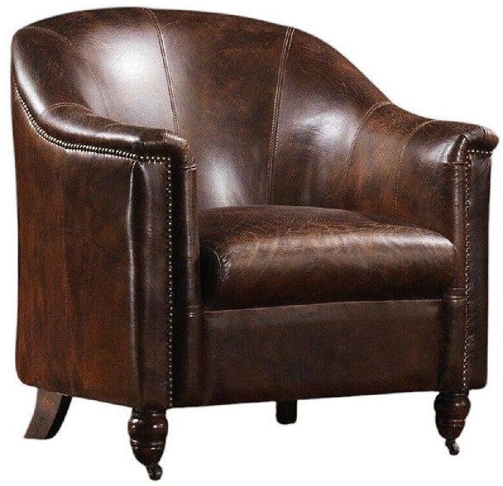 Xlmoebel Sessel Designsessel aus echtem Vintage-Leder - Retro-Sofa (Sessel), Hergestellt in Europa