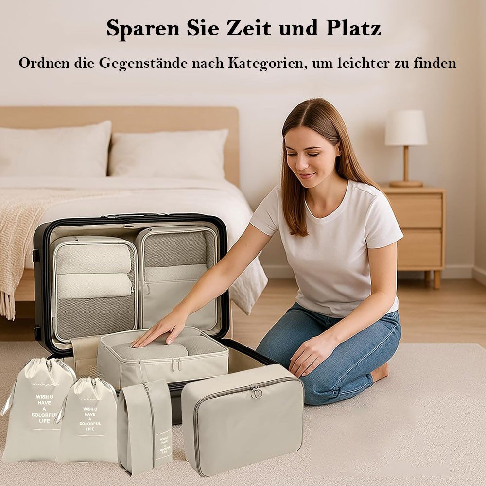 TUWENA Kofferorganizer Koffer Organizer Set 8-teiliges, Packing Cubes, Reise Kleidertaschen, Reise Essentials Organizer - Kosmetiktasche, Kleidertasche Schuhbeu – Bild 4 von 5