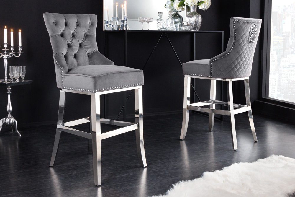 riess-ambiente Barhocker CASTLE DELUXE grau / silber (Einzelartikel, 1 St), günstig online kaufen
