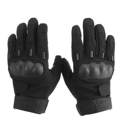 AUDEW Motorradhandschuhe Vollfinger Handschuhe Leder, Touchscreen Design