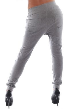 Charis Moda Jogg Pants Jeans zweifarbig mit Tunnelzug-Schnürung und dekorativen Knöpfen