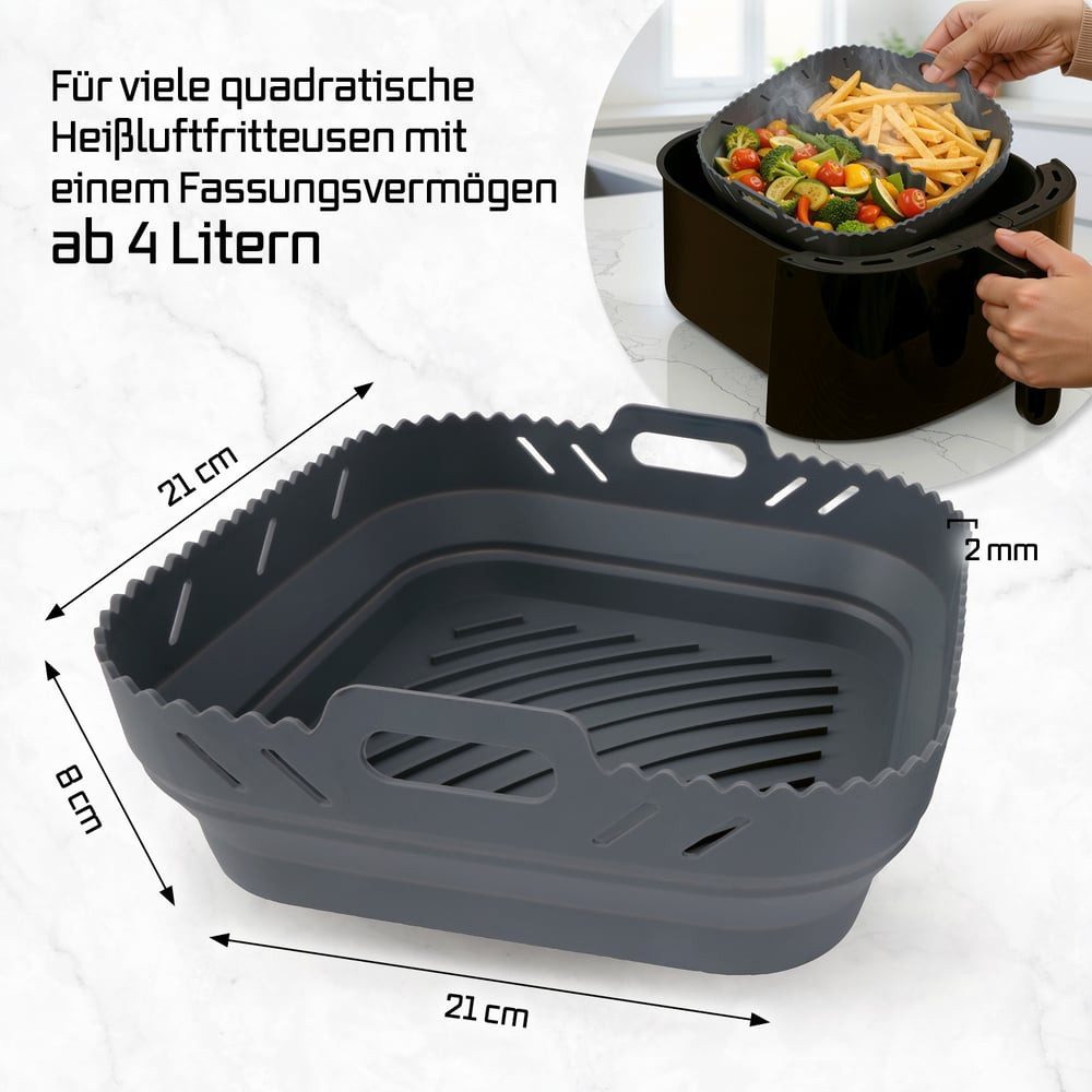 GOURMETmaxx Backform Silikonform Heißluftfritteuse ab 4 L - Airfryer Zubehör mit Trennwand, (1-tlg), Heißluftfritteuse Zubehör Silikon Backform, kreieren, garen – Bild 4 von 5