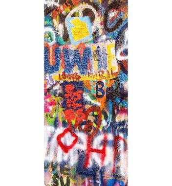 MyMaxxi Dekorationsfolie Türtapete bunte kreative Graffiti Wand Türbild Türaufkleber Folie