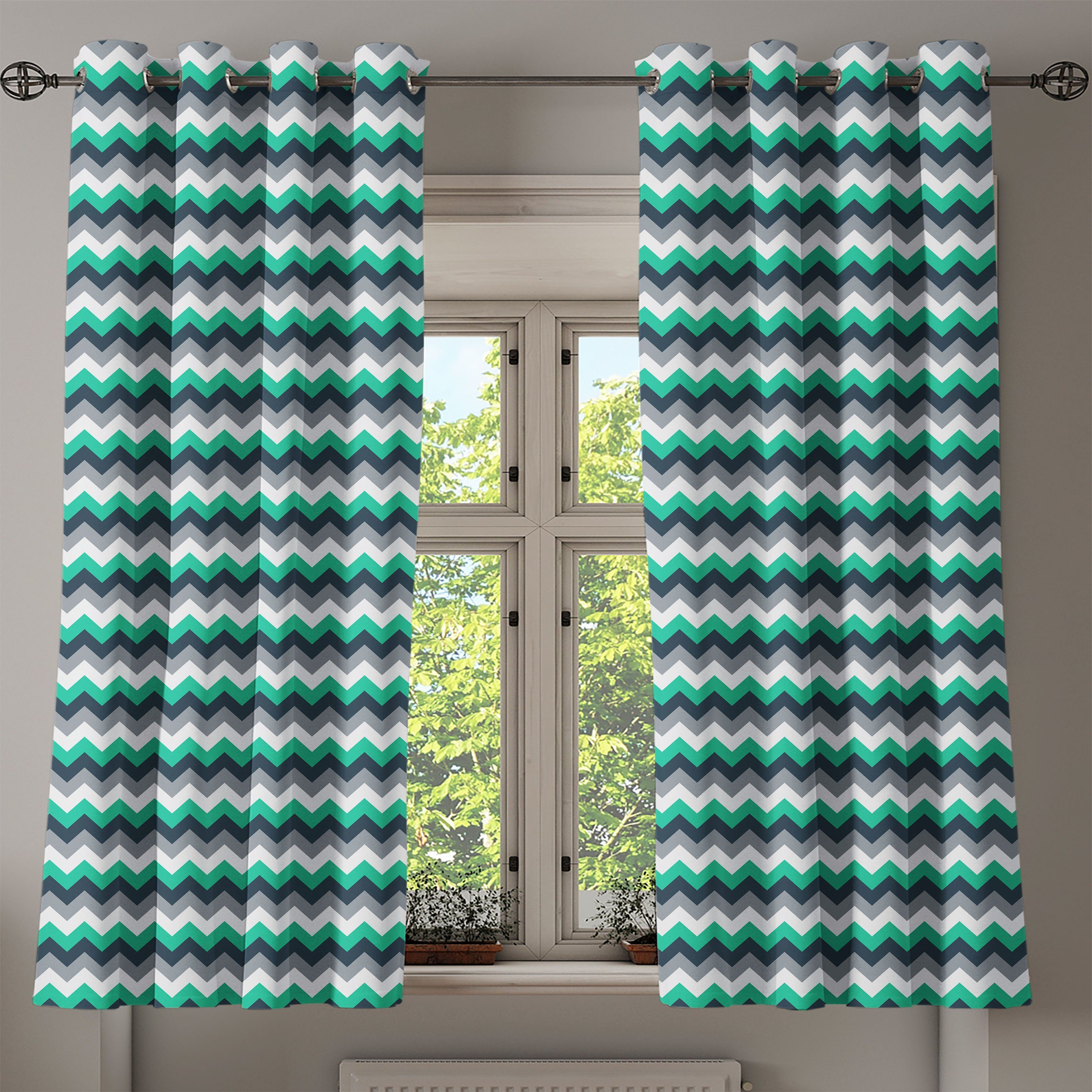 Pfeile 2-Panel-Fenstervorhänge Schlafzimmer Winkel Dekorative für Symmetrische Streifen Wohnzimmer, Abakuhaus, Gardine