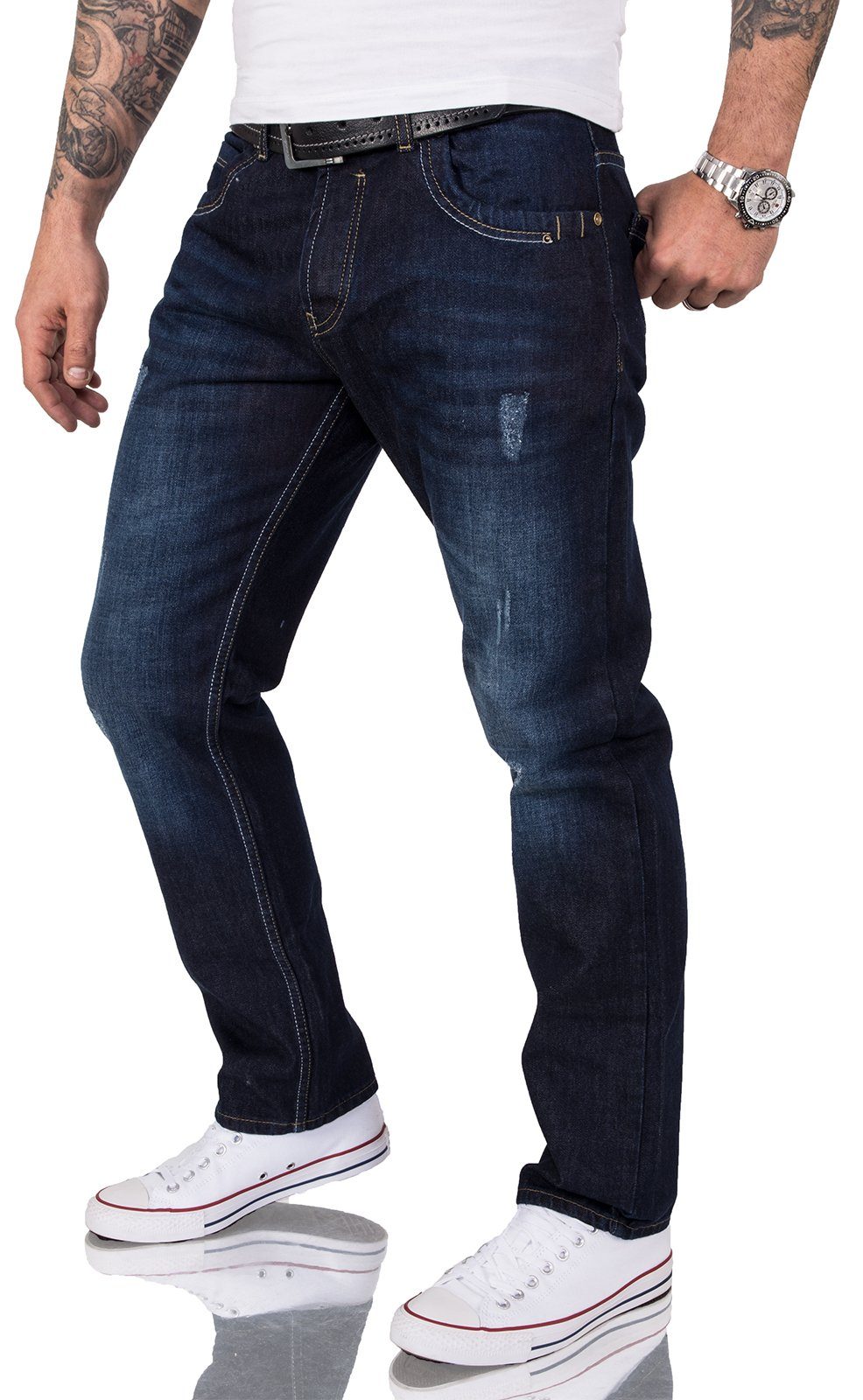 Rock Creek Regular-fit-Jeans Herren Jeans Regular Fit Dunkelblau RC-2066 günstig online kaufen