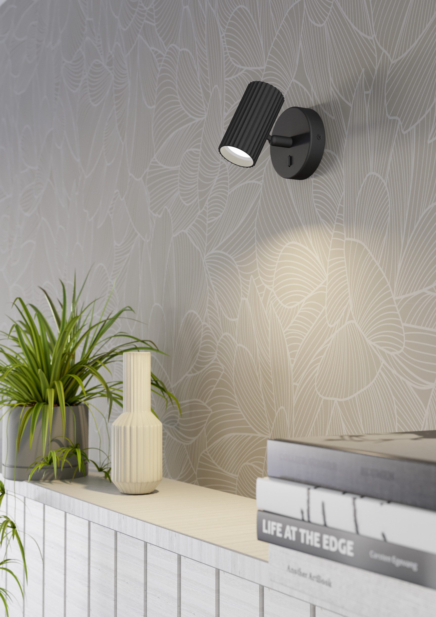 EGLO Wandleuchte PORTILLO Wandlampe - Alu, Stahl - GU10 - 1X5W - IP20, Ein-/Ausschalter, ohne Leuchtmittel, Wandstrahler, Wandspot, Wohnzimmer, Flur, L10,5 x H11 x AL12,5 cm