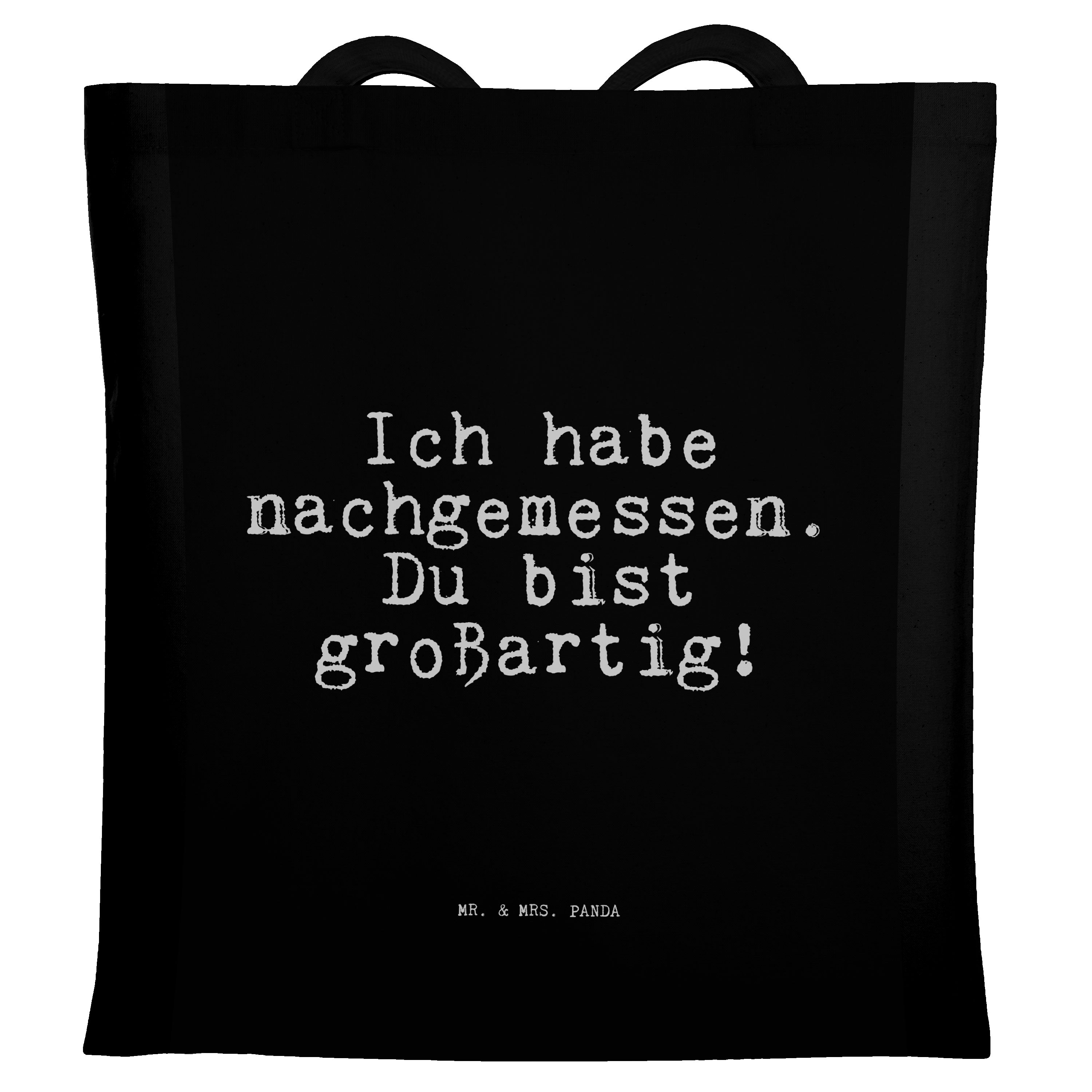 Mr. & Mrs. Panda Tragetasche Ich habe nachgemessen. Du... - Schwarz - Geschenk, Spruch Familie, Sp (1-tlg)