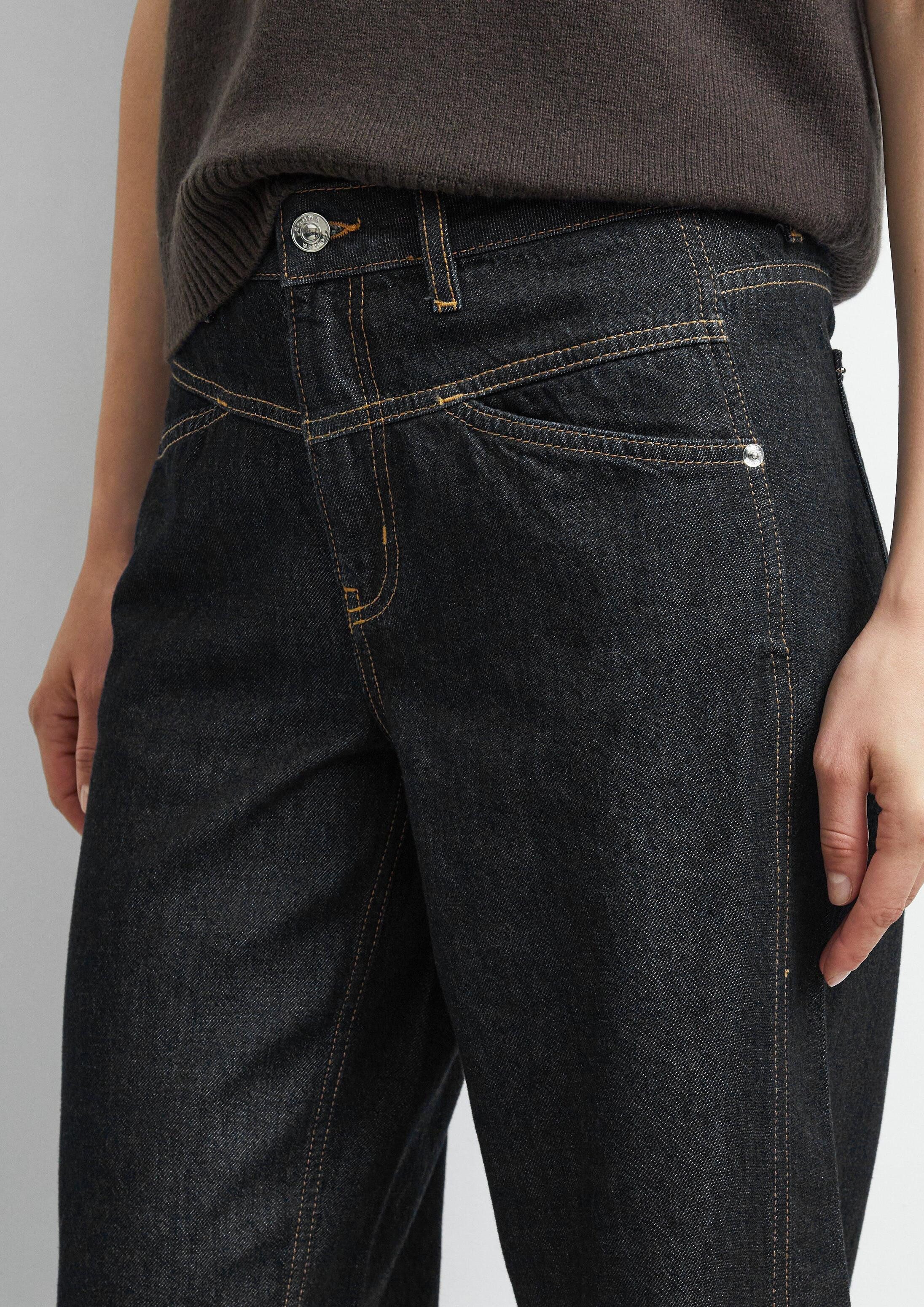 comma Weite Jeans Jeans-Hose LIV - Dark Denim mit Barrel Leg
