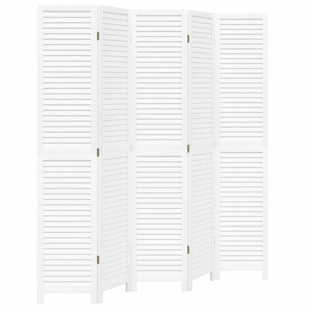 vidaXL Raumteiler 5-tlg. Raumteiler Weiß Massivholz Paulownia, 1-tlg.