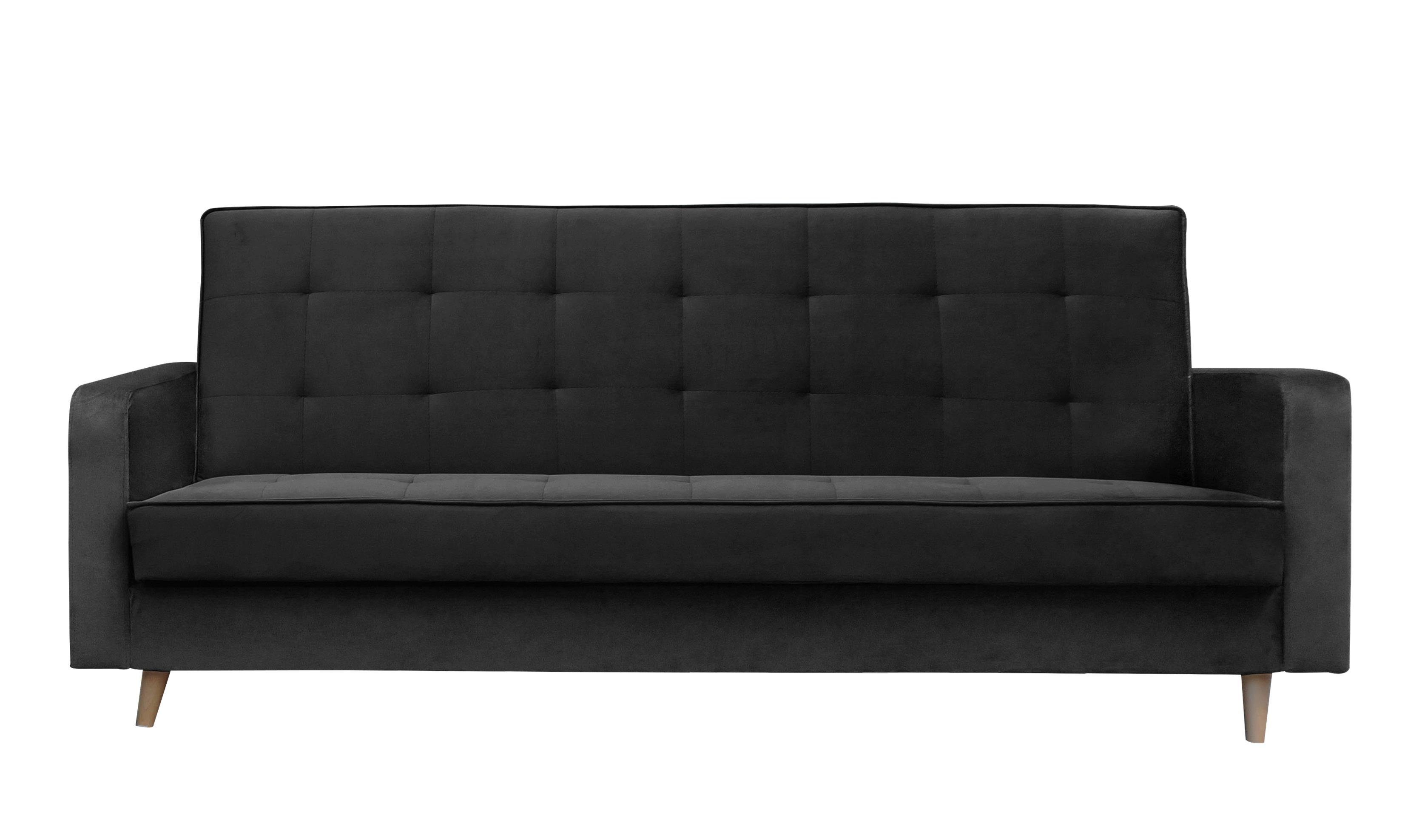 Holzbeine Schwarz und Sofa Beautysofa (kronos Bamako, 07) mit Bettkasten, Polstersofa mit Stil, im Couch Schlaffunktion Schlafsofa skandinavischen