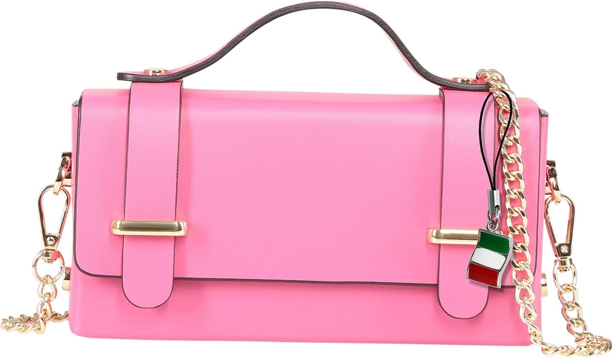 FLORENCE Handtasche Florence Damen Handtasche klein Echtleder (Handtasche), Damen Handtasche Leder, fuchsia, rosa ca. 19cm x 10cm hoch