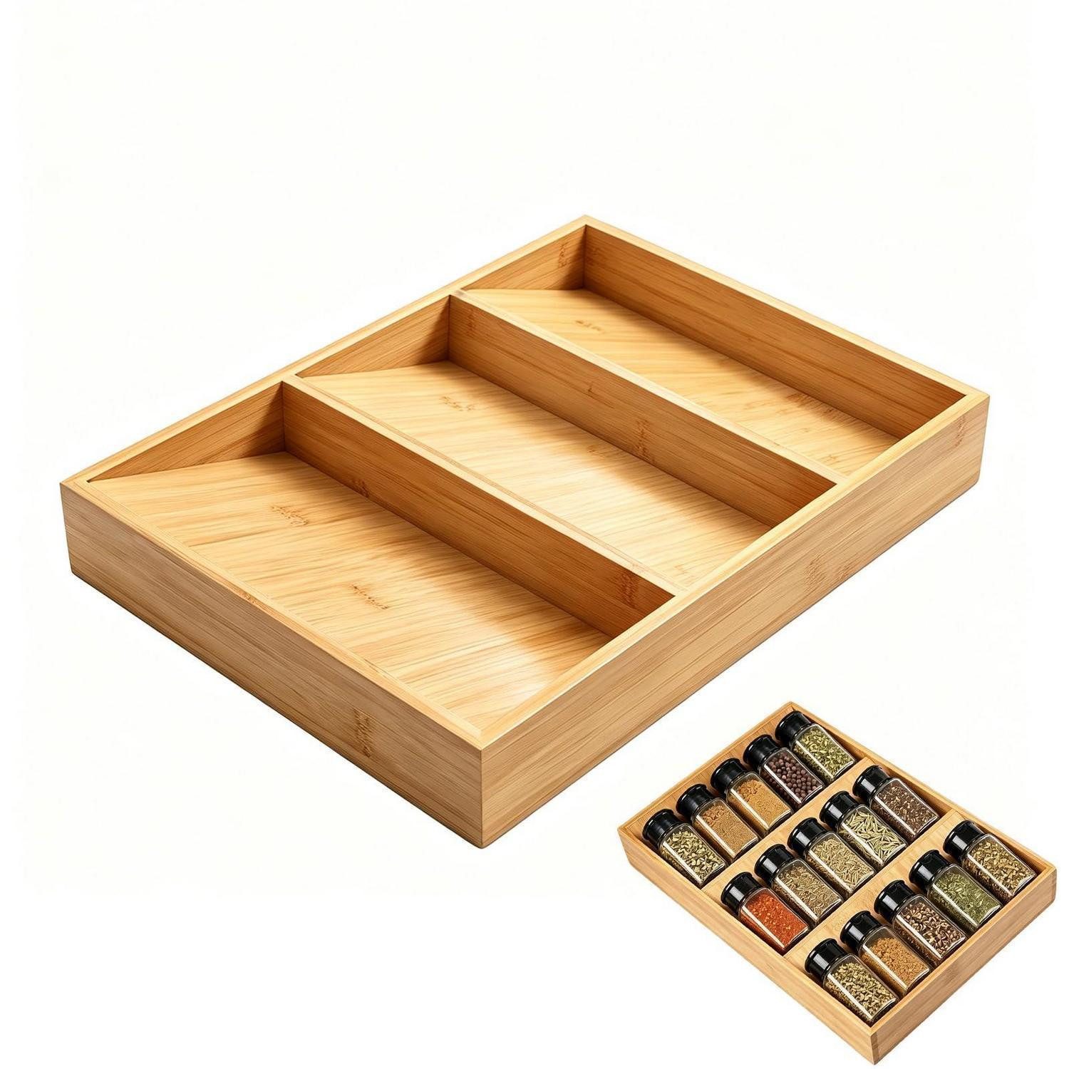 LuxusKollektion Gewürzregal Gewürzregal Schublade Organizer 3 Stufen Bambus, 1-tlg.