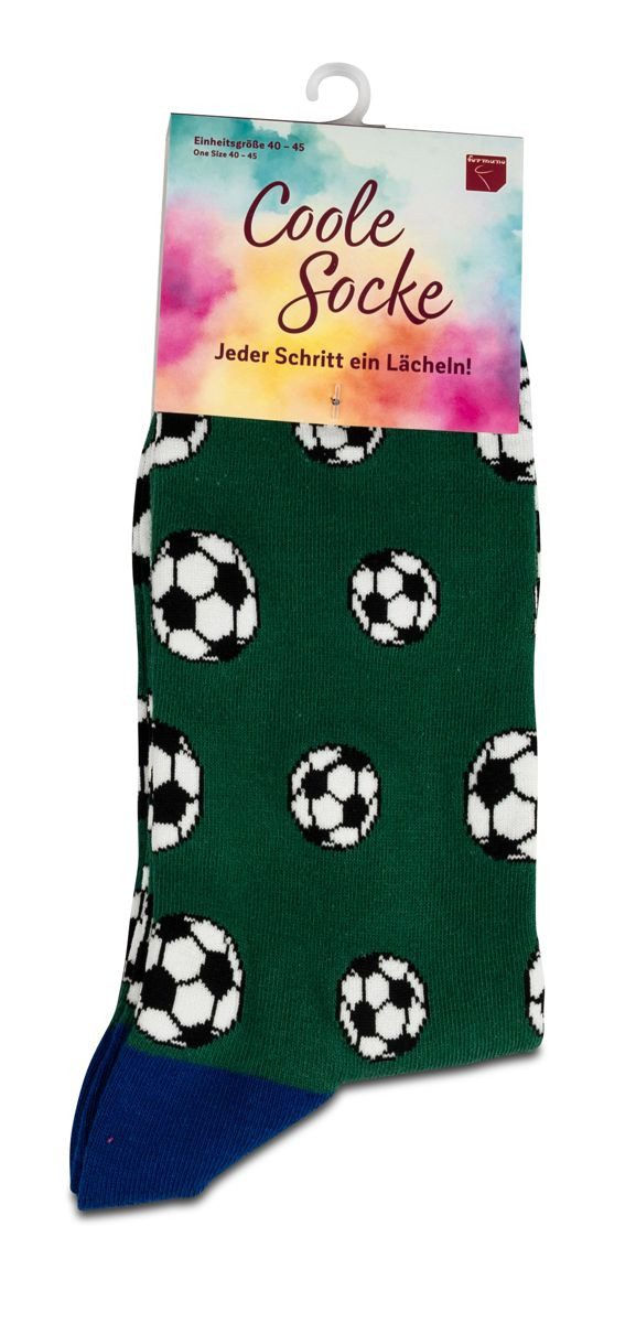 Socken Coole Socke Fußball grün - One Size 40 - 45