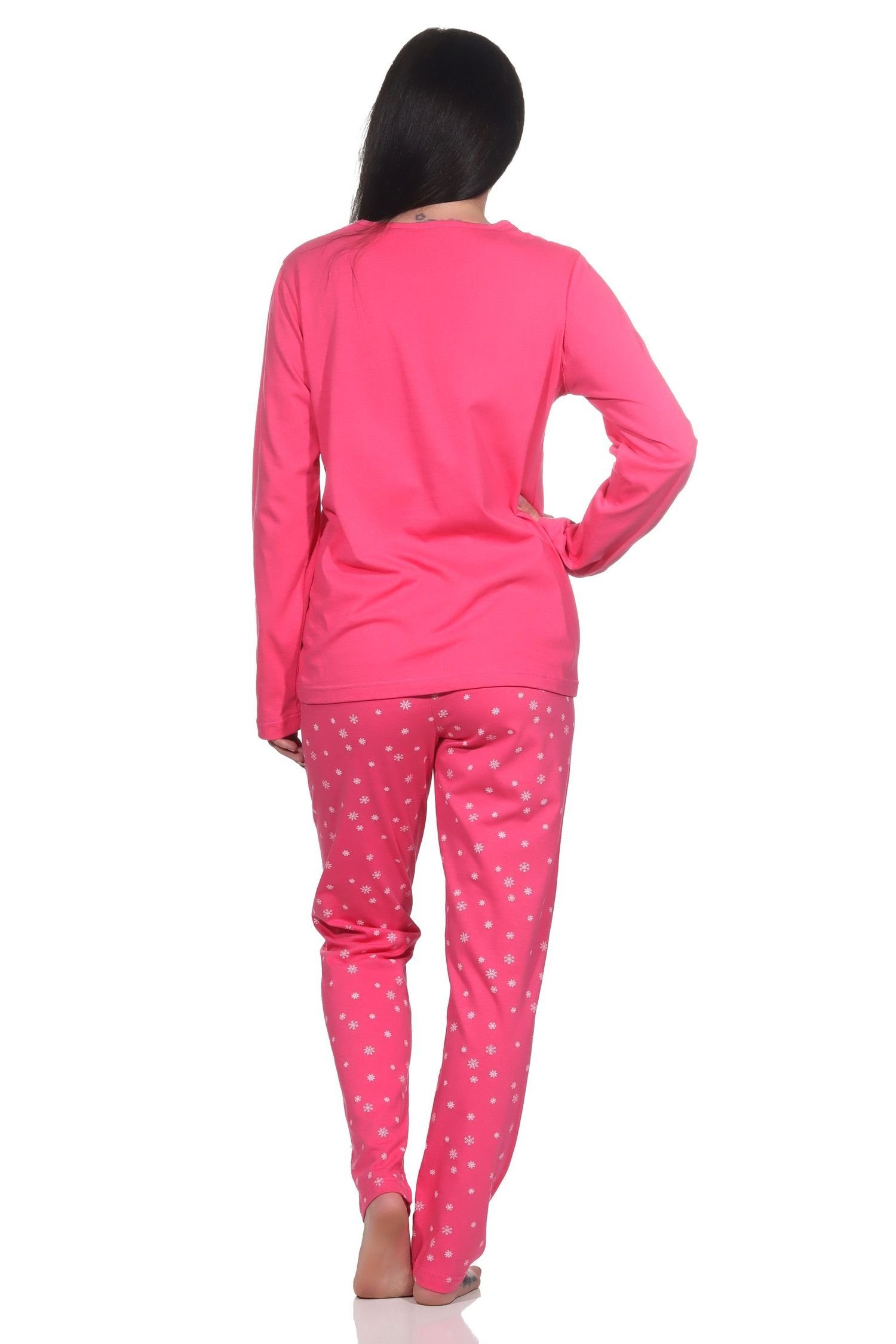 Normann Pyjama Normann Optik Eiskristall langarm pink Schlafanzug Damen in wunderschöner