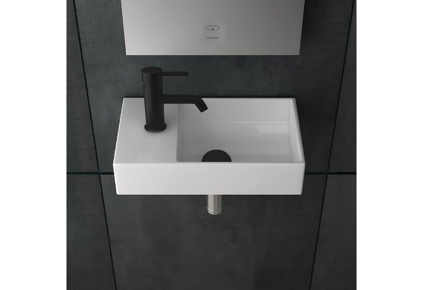 Thumbnail - Alpenberger Waschbecken Kleines Bad Spülbecken - Gäste WC Waschbecken aus Keramik (1-tlg., Wash Basin Modern & Platzspar...