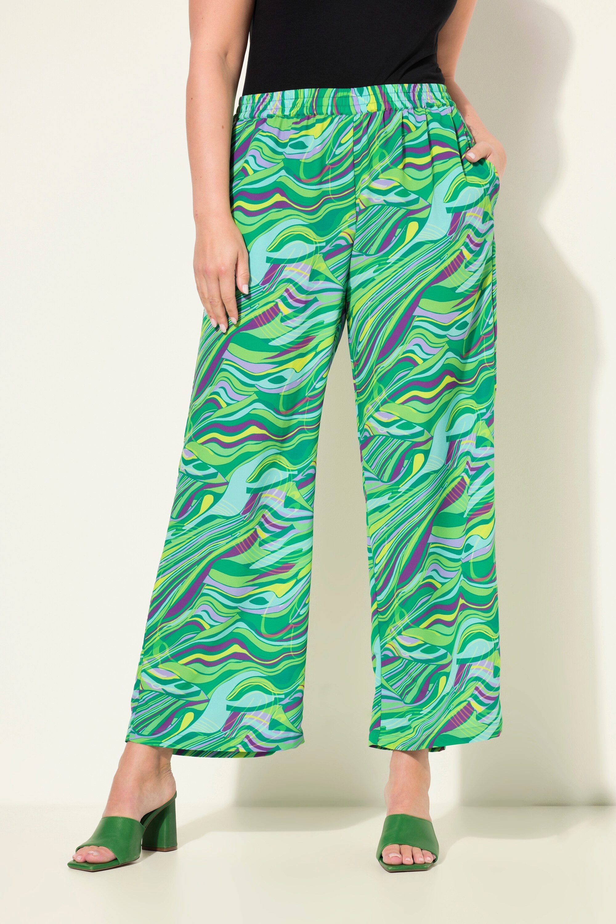 MIAMODA Funktionshose Hose bequemes gerades Bein Alloverdruck