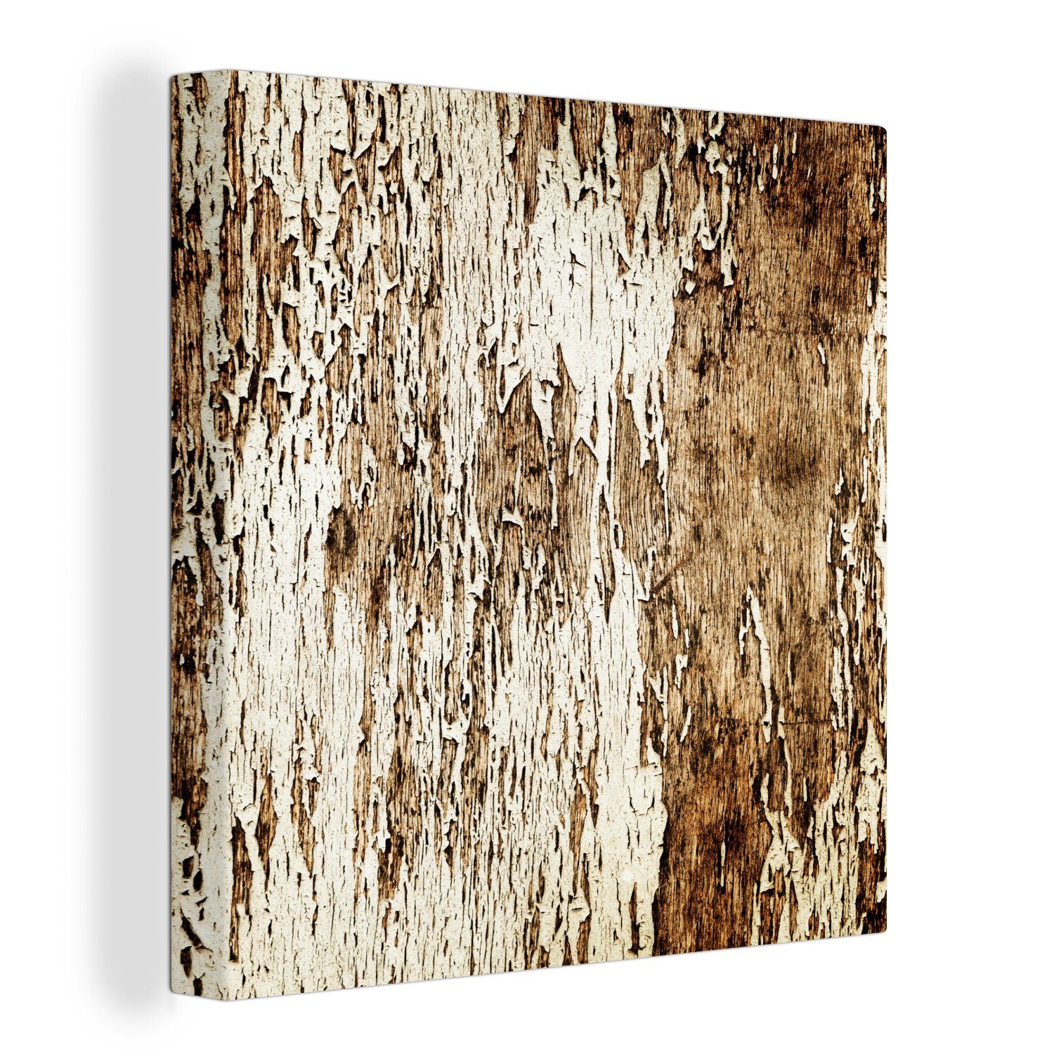 OneMillionCanvasses® Leinwandbild Holz - Rustikal - Baum, Fotodruck (1 St), Wandbild, Deko Schlafzimmer Wohnzimmer Flur 20x20 cm