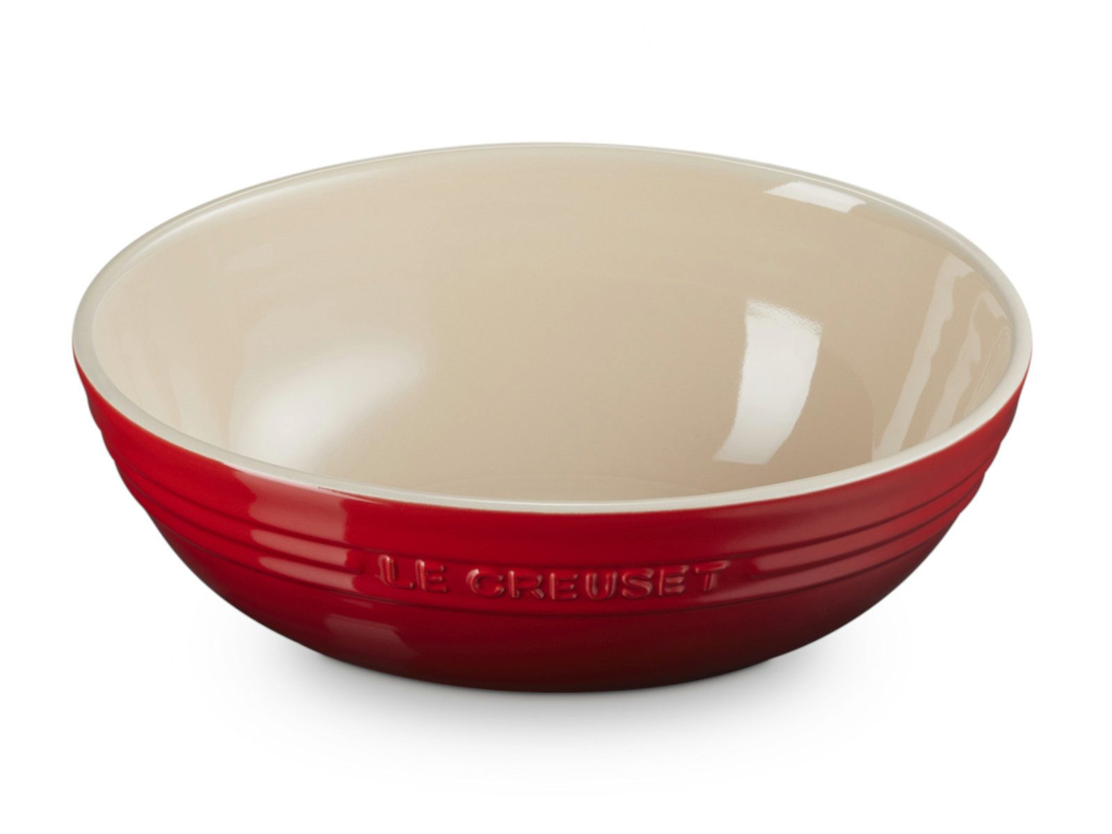 LE CREUSET Servierschale Servierschale rund kirschrot 3,2l, Steinzeug, (Servierschalen)