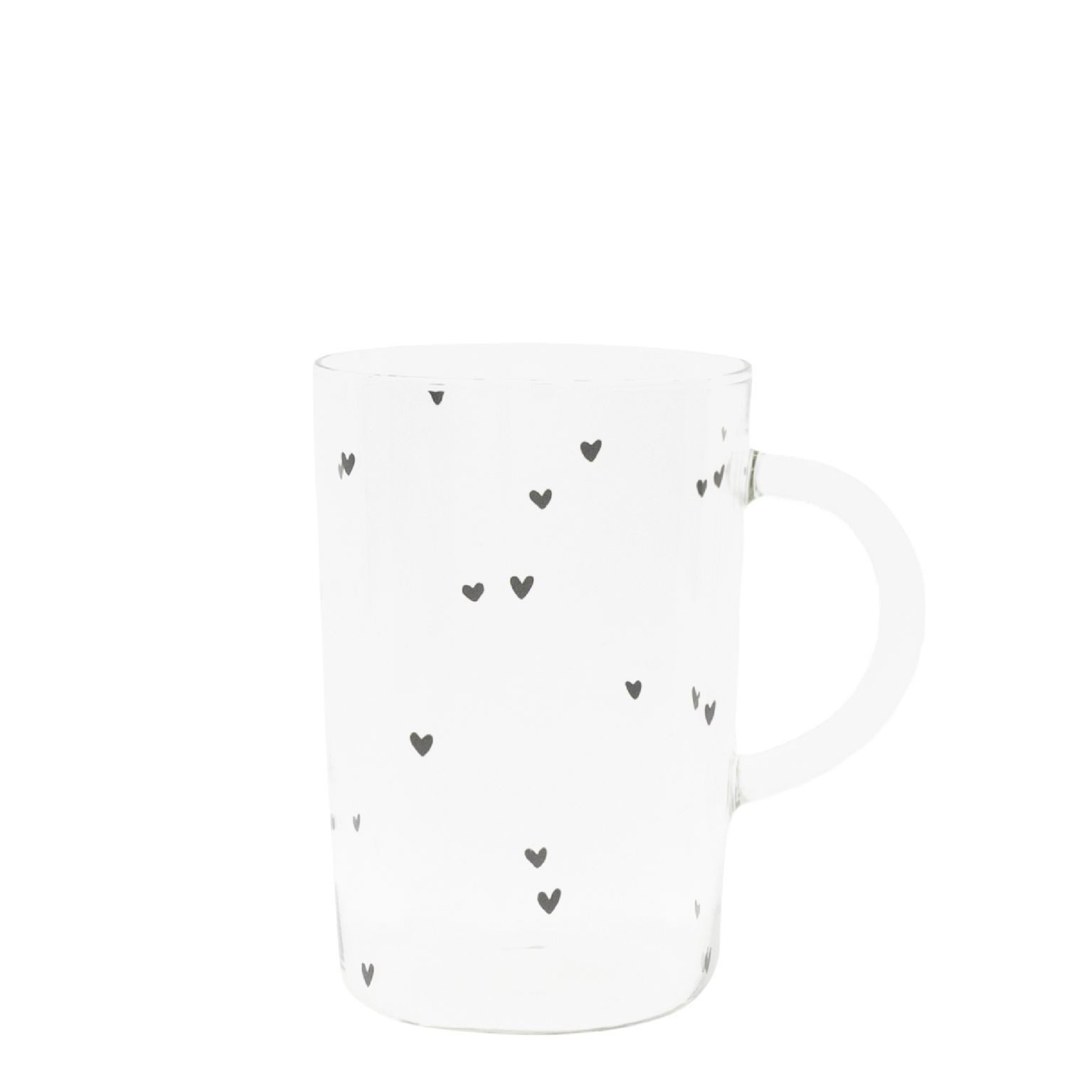 Bastion Collections Tasse schwarzes Herz, Glas, Höhe: 11cm, Farbe: Transparent, Motiv: Herzen
