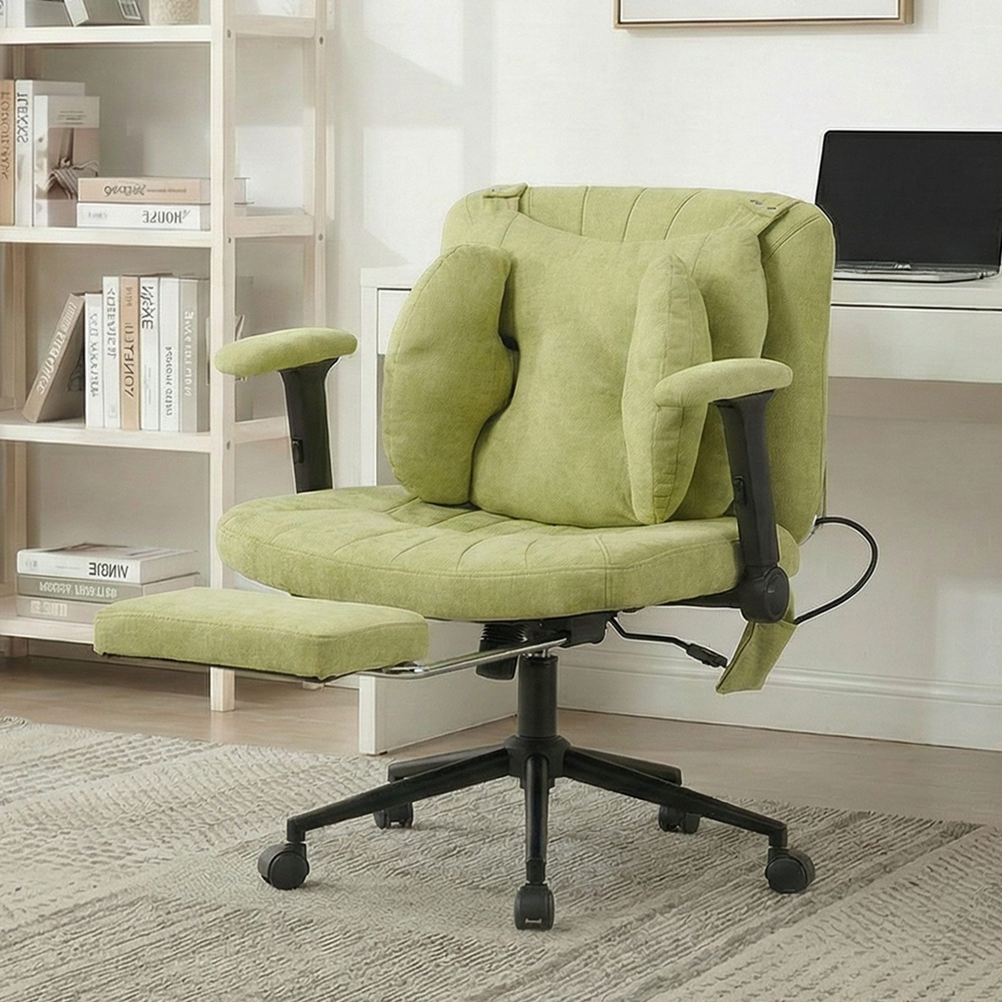 Vankel Drehstuhl Ergonomischer Bürostuhl mit Air-Lordosenstütze & breitem Sitz, Bequemer Schreibtischstuhl mit Rollen, weich gepolstert, 150 kg