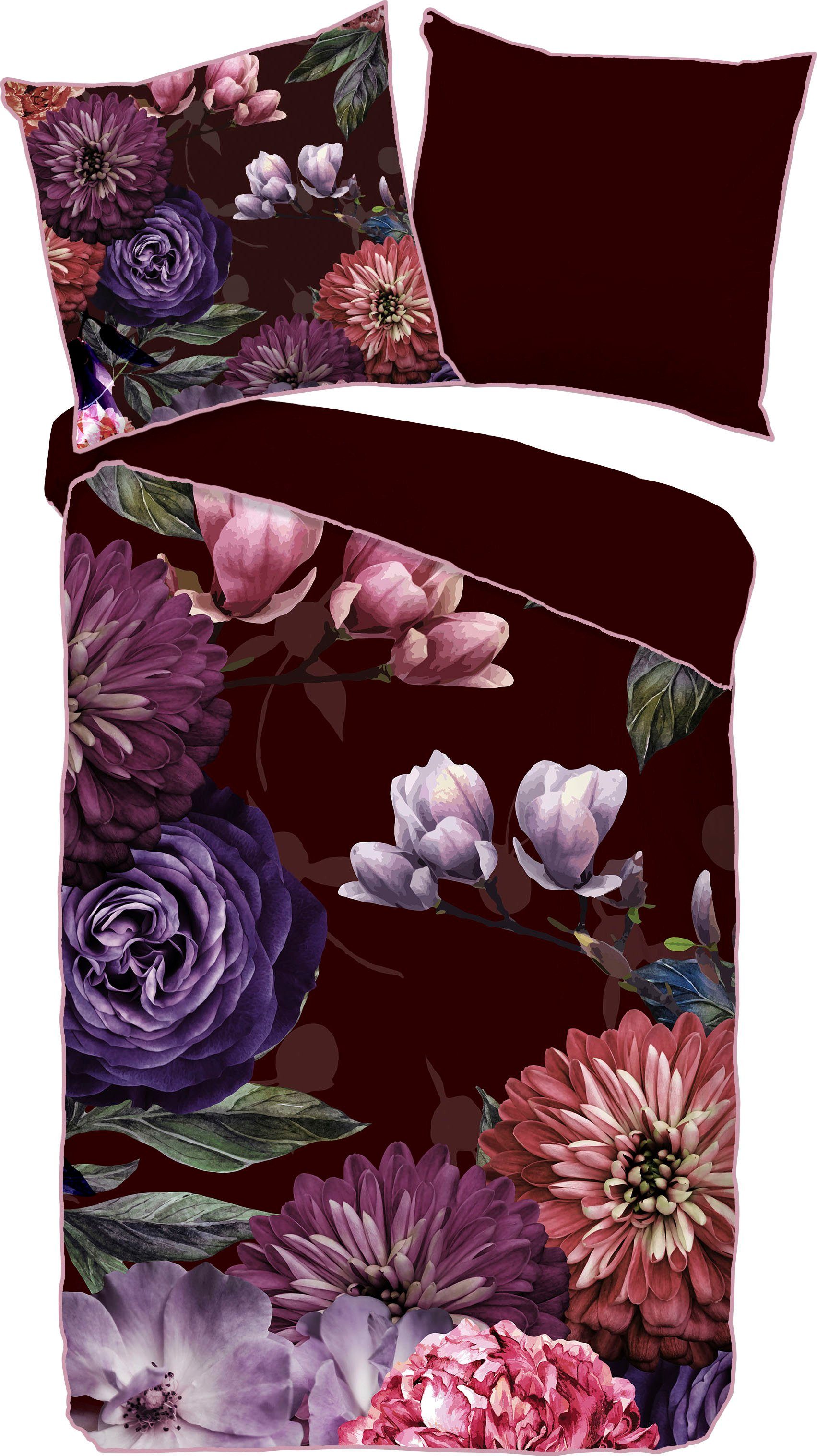 Descanso Wendebettwäsche Bloomie, Satin (Bio-Baumwolle), 2 günstig online kaufen