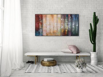 KUNSTLOFT Gemälde Gleaming Colours 120x60 cm, Leinwandbild 100% HANDGEMALT Wandbild Wohnzimmer