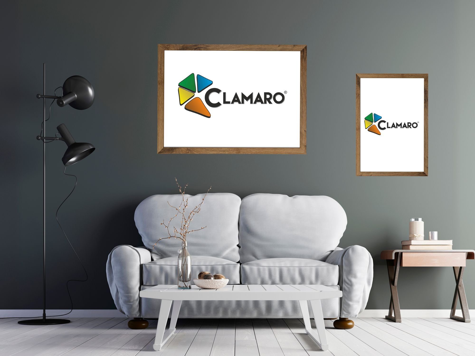 Clamaro Bilderrahmen Bilderrahmen CLAMARO 'Collage' handgefertigt nach Maß FSC® Holz Moderner eckiger MDF Rahmen inkl. Acrylglas, Rückwand und Aufhänger 55,9x71,1 in eiche altholz