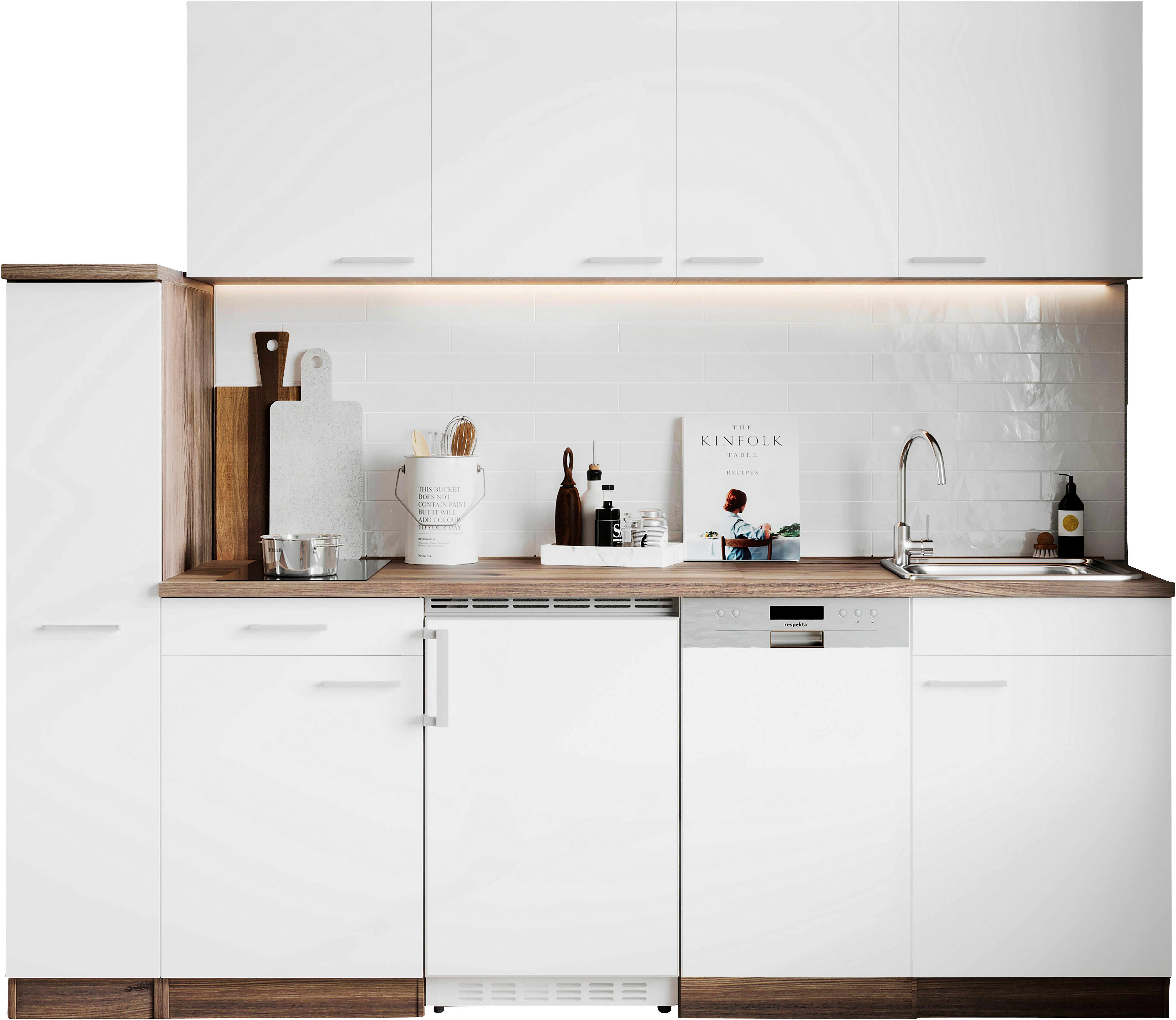 RESPEKTA Küche Oliver, Breite 225 cm, wechselseitig aufbaubar