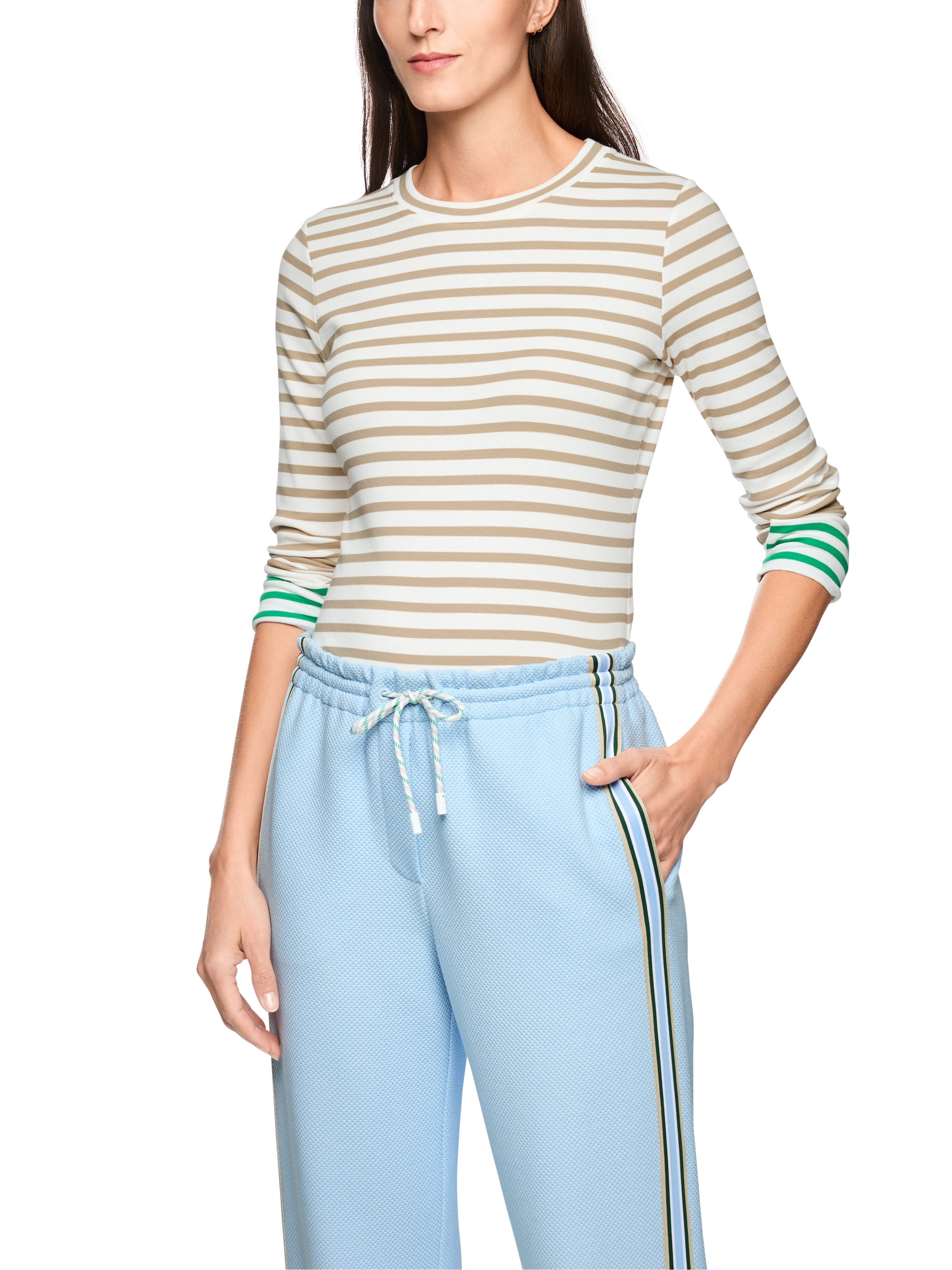 Marc Cain Longsleeve City Vibing Premium Damenmode geringelt, schmal geschnitten