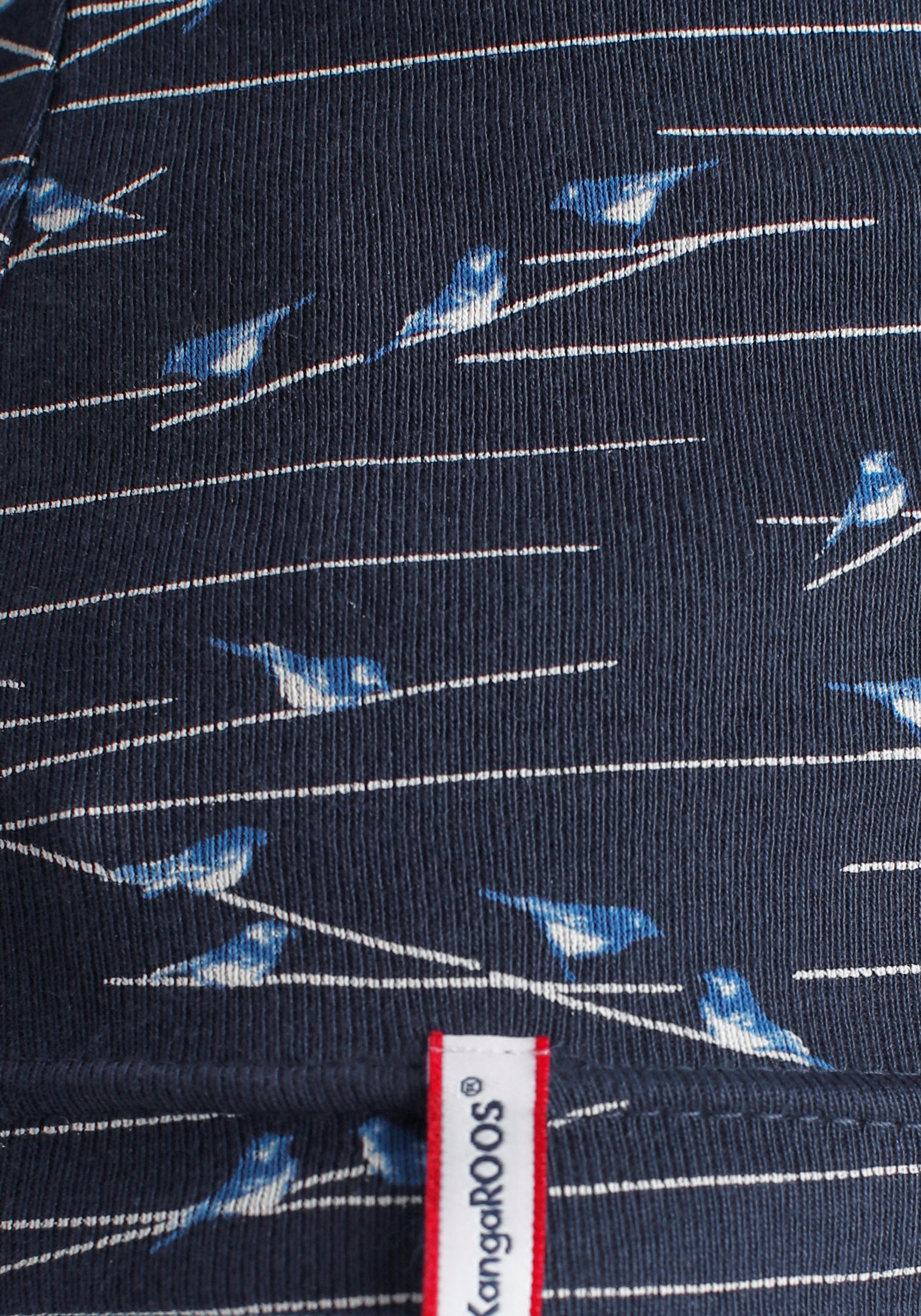 KangaROOS Langarmshirt mit KOLLEKTION Vögel-Allover-Druck süßen - NEUE marine