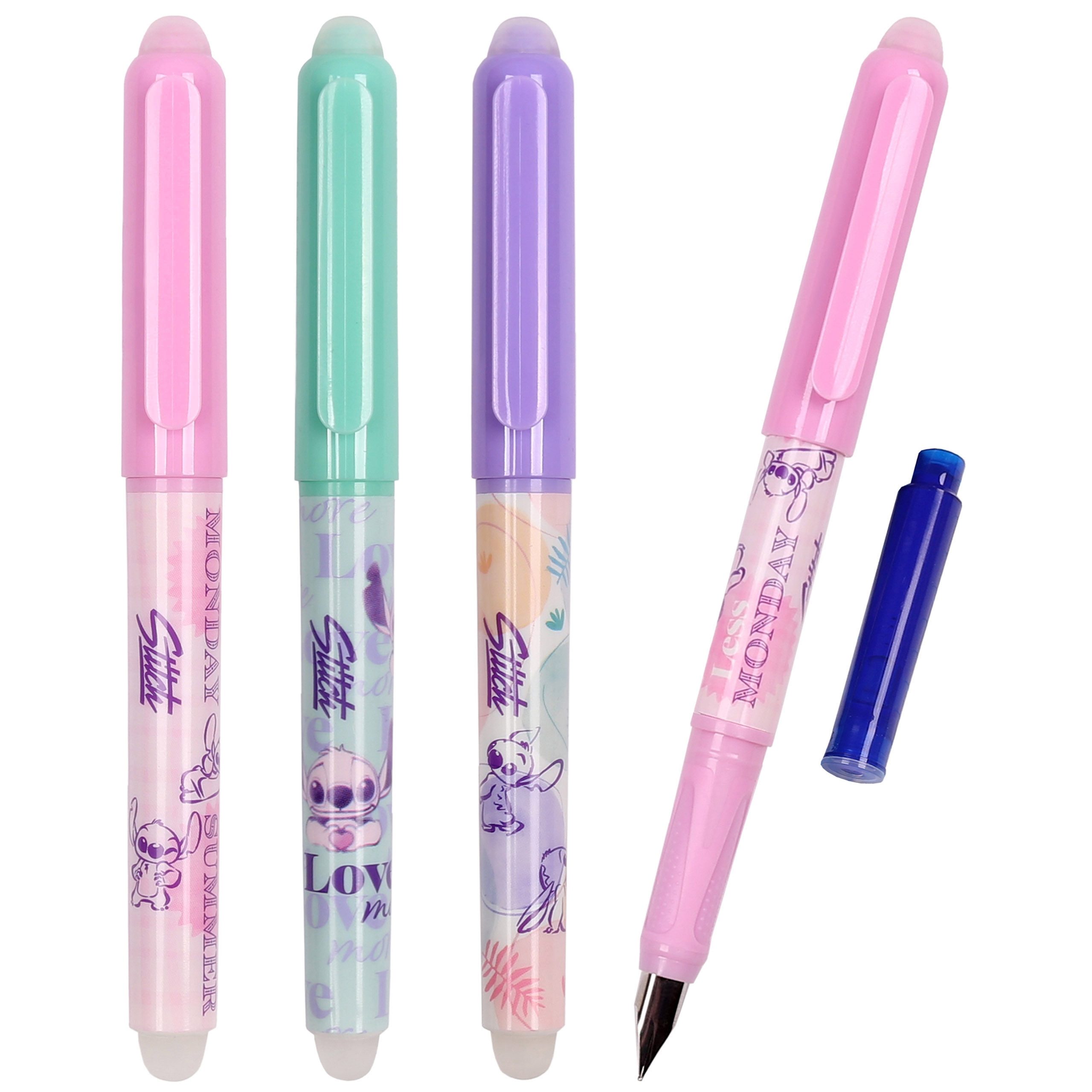 Disney Kugelschreiber DISNEY Stitch Radierbarer Stift mit Radiergummi, blaue Tinte