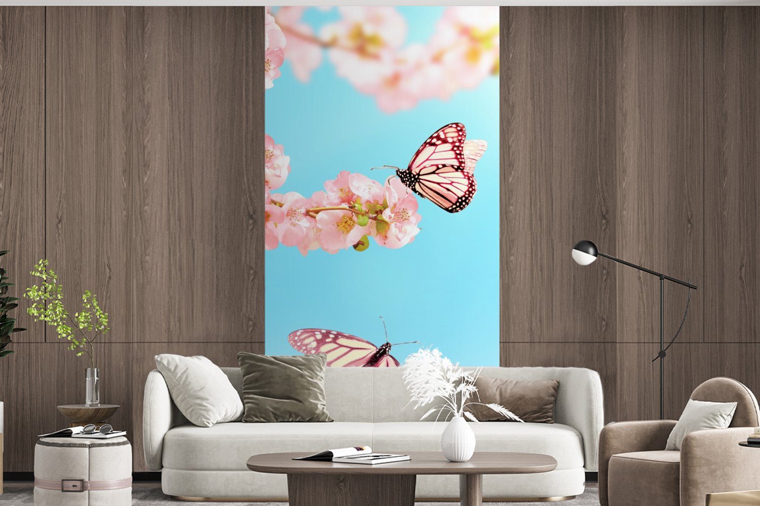 - Wohnzimmer Vliestapete Fototapete Fototapete für Matt, Schlafzimmer Blumen, St), - (2 bedruckt, Küche, MuchoWow Schmetterlinge Baum