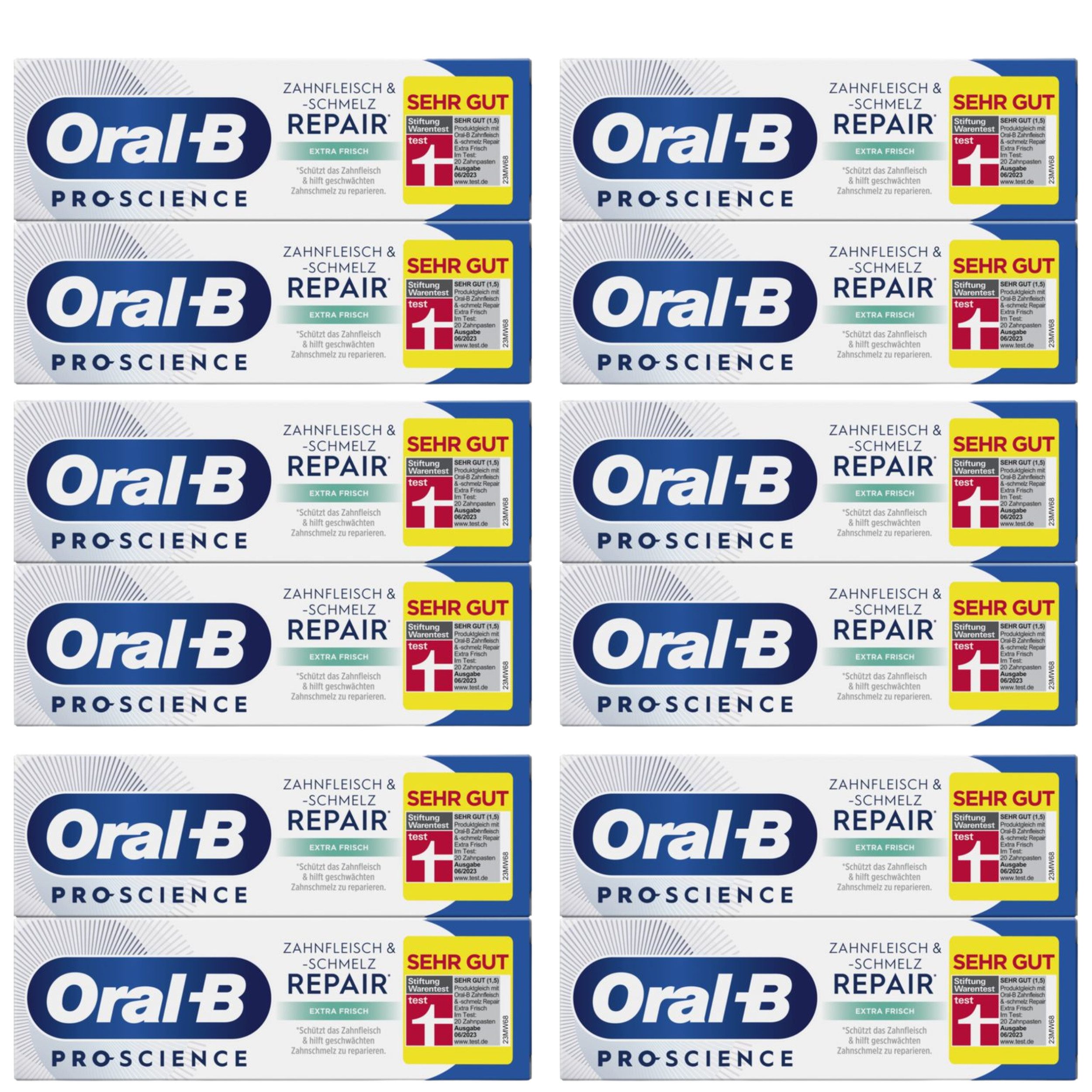 Oral-B Zahnpasta Zahnfleisch und -schmelz Repair Extra Frisch (6x75ml), (12-St) Antibakteriell gegen Plaque, ideal auch bei sensiblen Zähnen