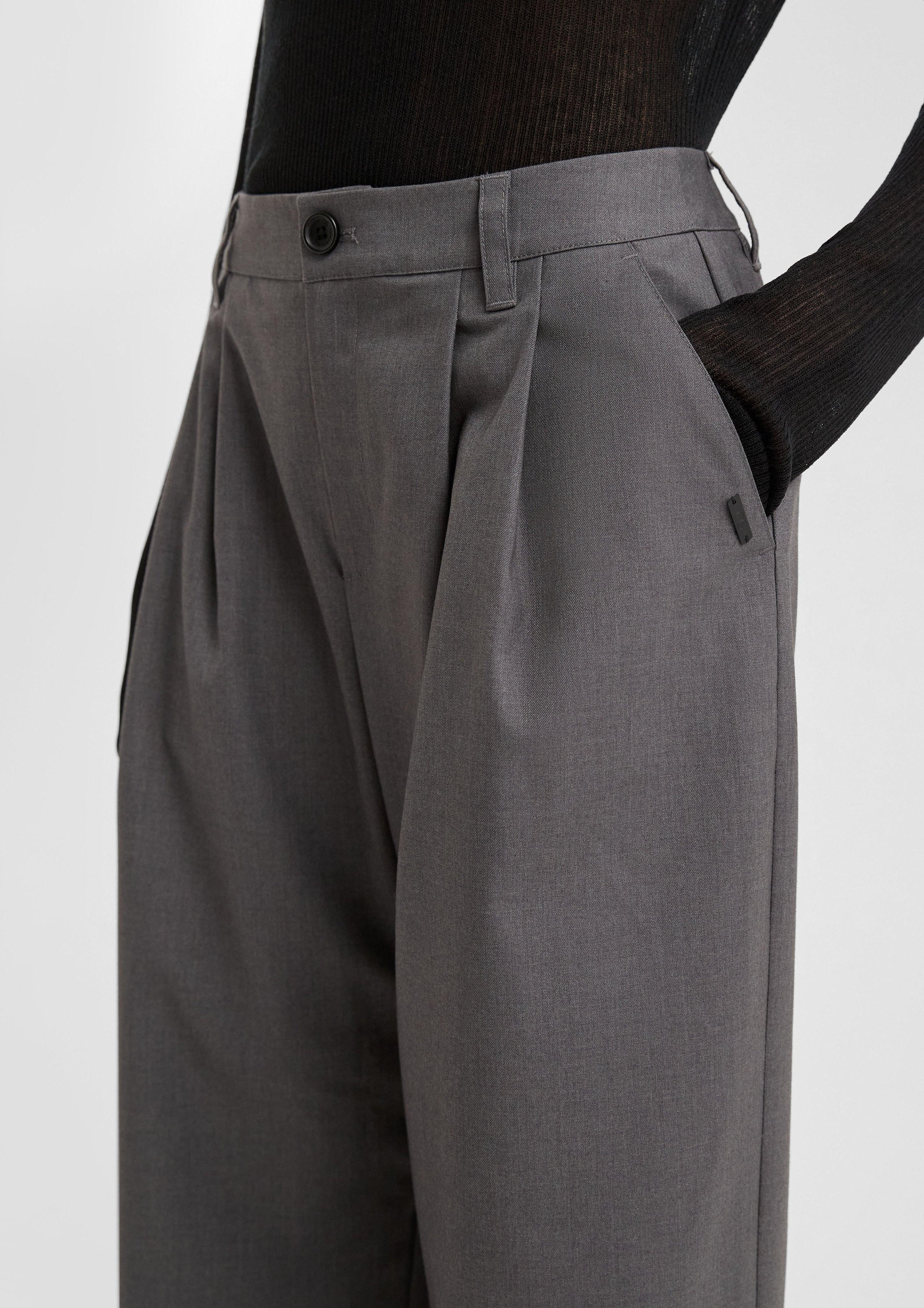 QS Stoffhose Melierte Wide-Leg-Hose mit Bundfalte günstig online kaufen