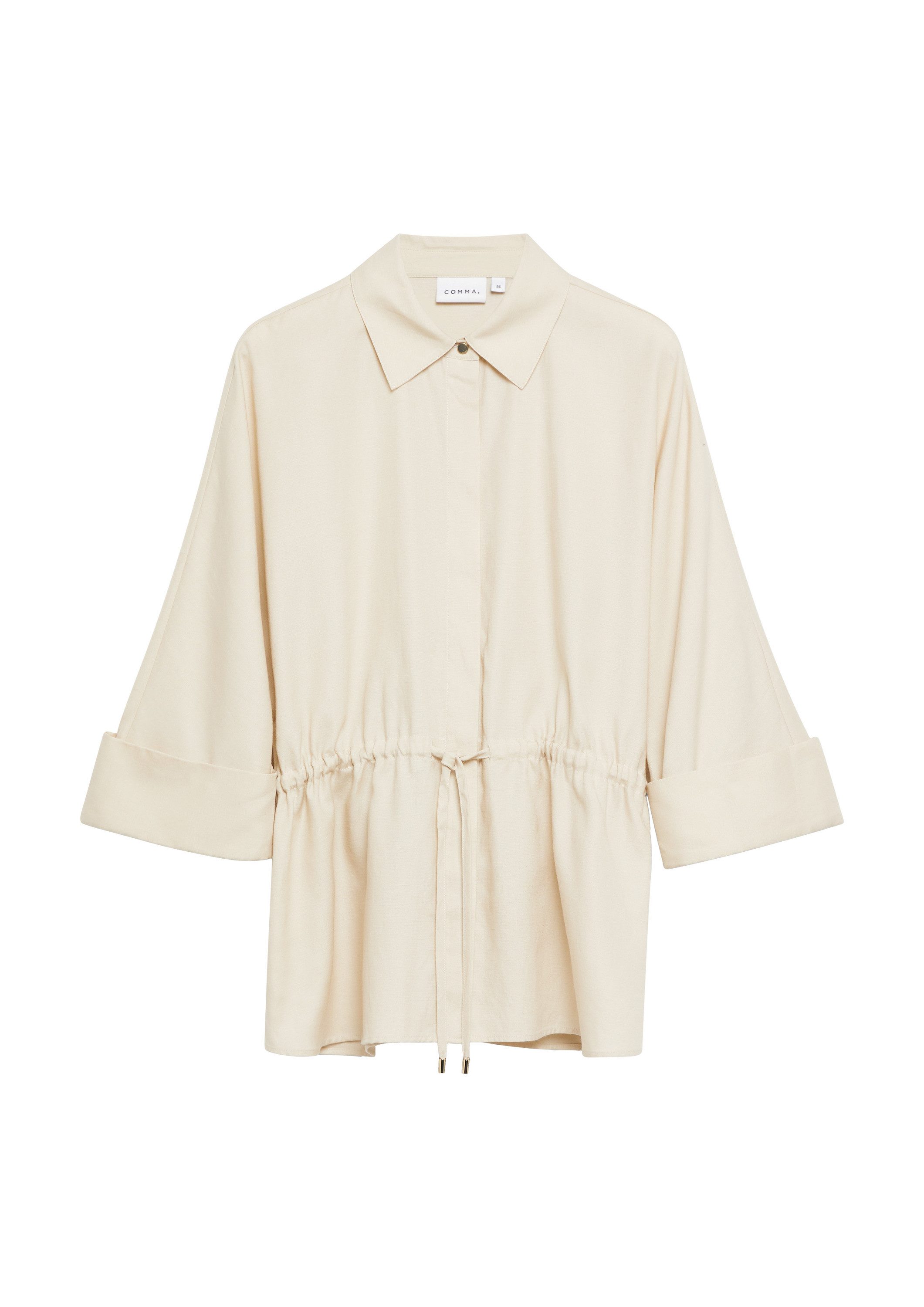 comma Kurzarmbluse Bluse Blusenjacke aus Leinenmix mit Dreiviertelarm