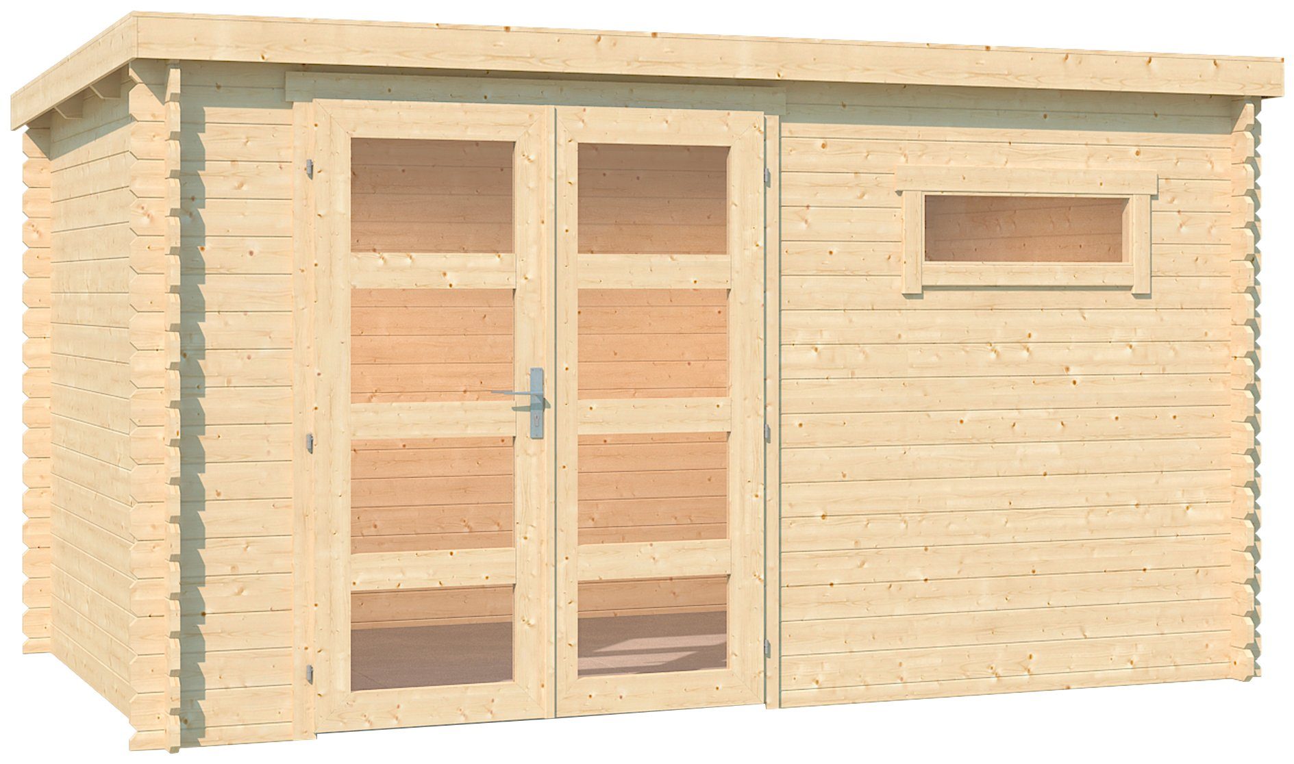 LASITA MAJA Gartenhaus Augusta, BxT: 400x230 cm, Blochbohlenhaus 28mm, Fundamentmass 3800x2300, Naturbelassen