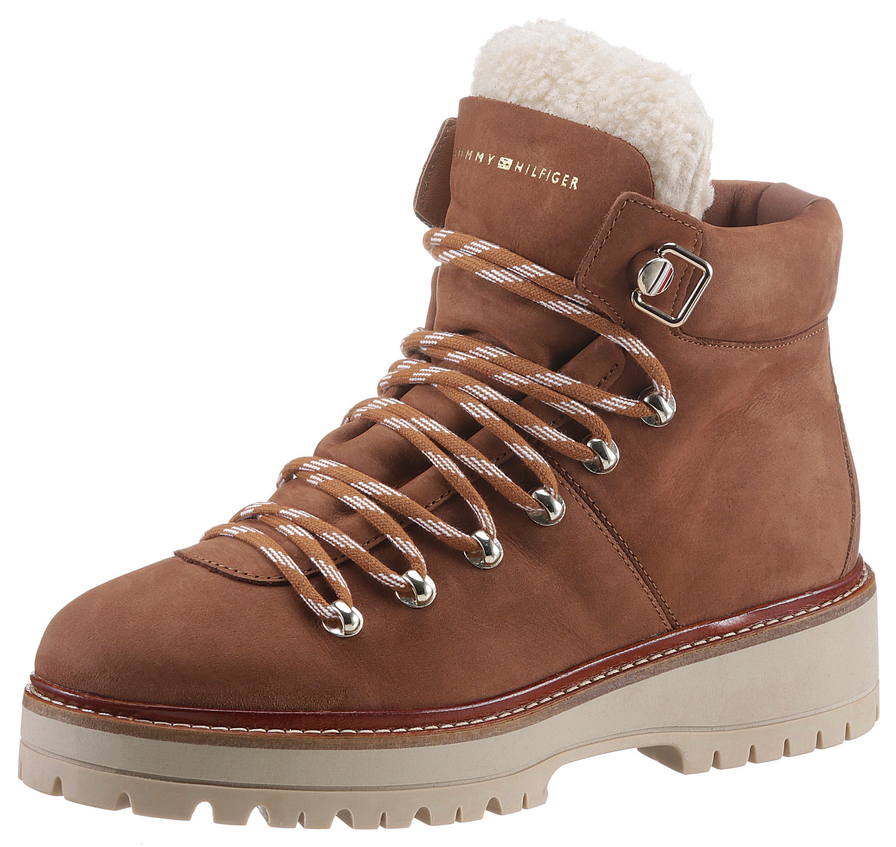 FLAT BOOT Tommy Hilfiger LEATHER OUTDOOR im Bergsteiger-Look Winterboots